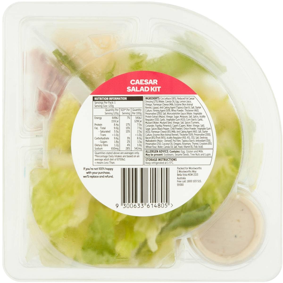Woolworths Caesar Salad Bowl 120g Woolworths