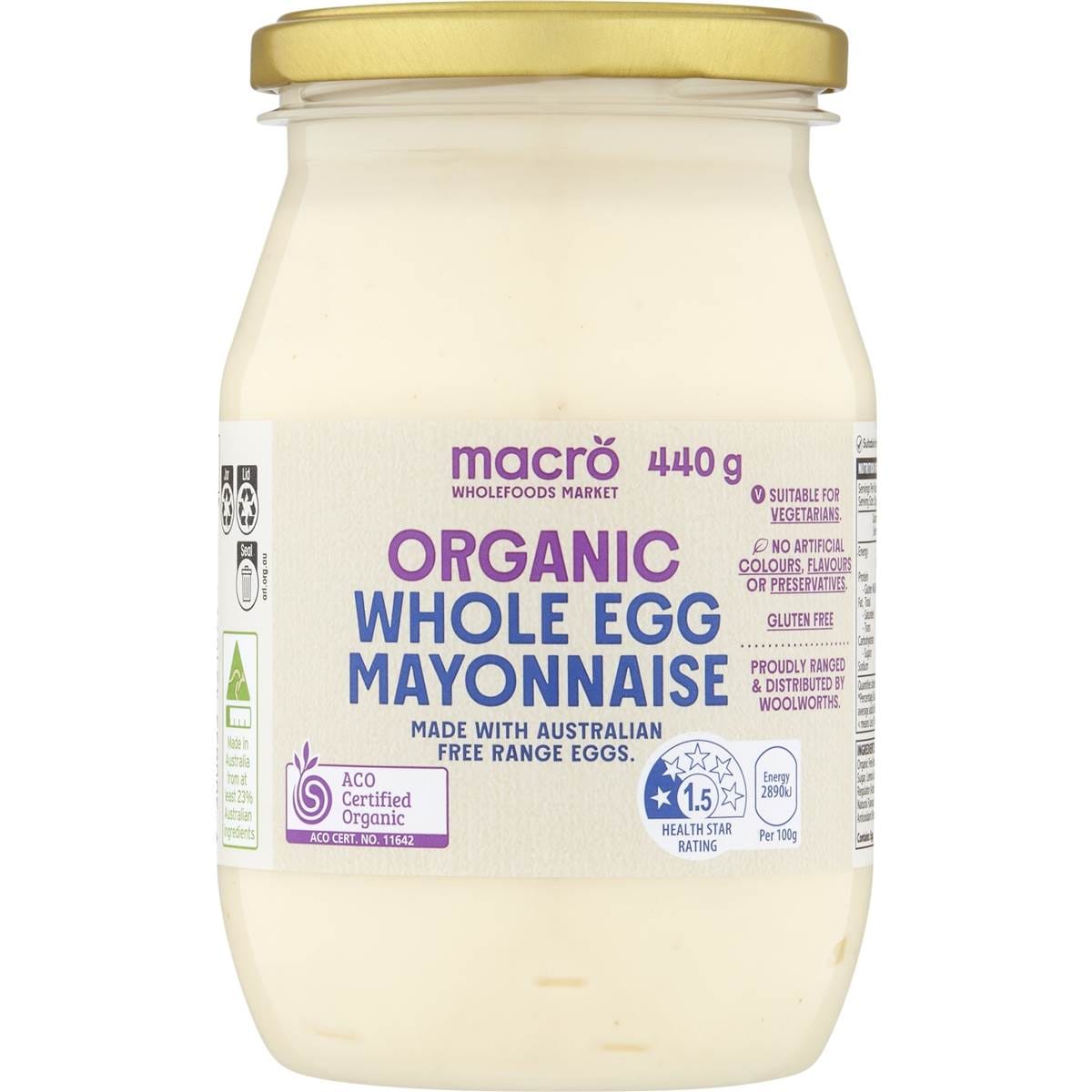 Macro Organic Whole Egg Mayonnaise 440g Woolworths