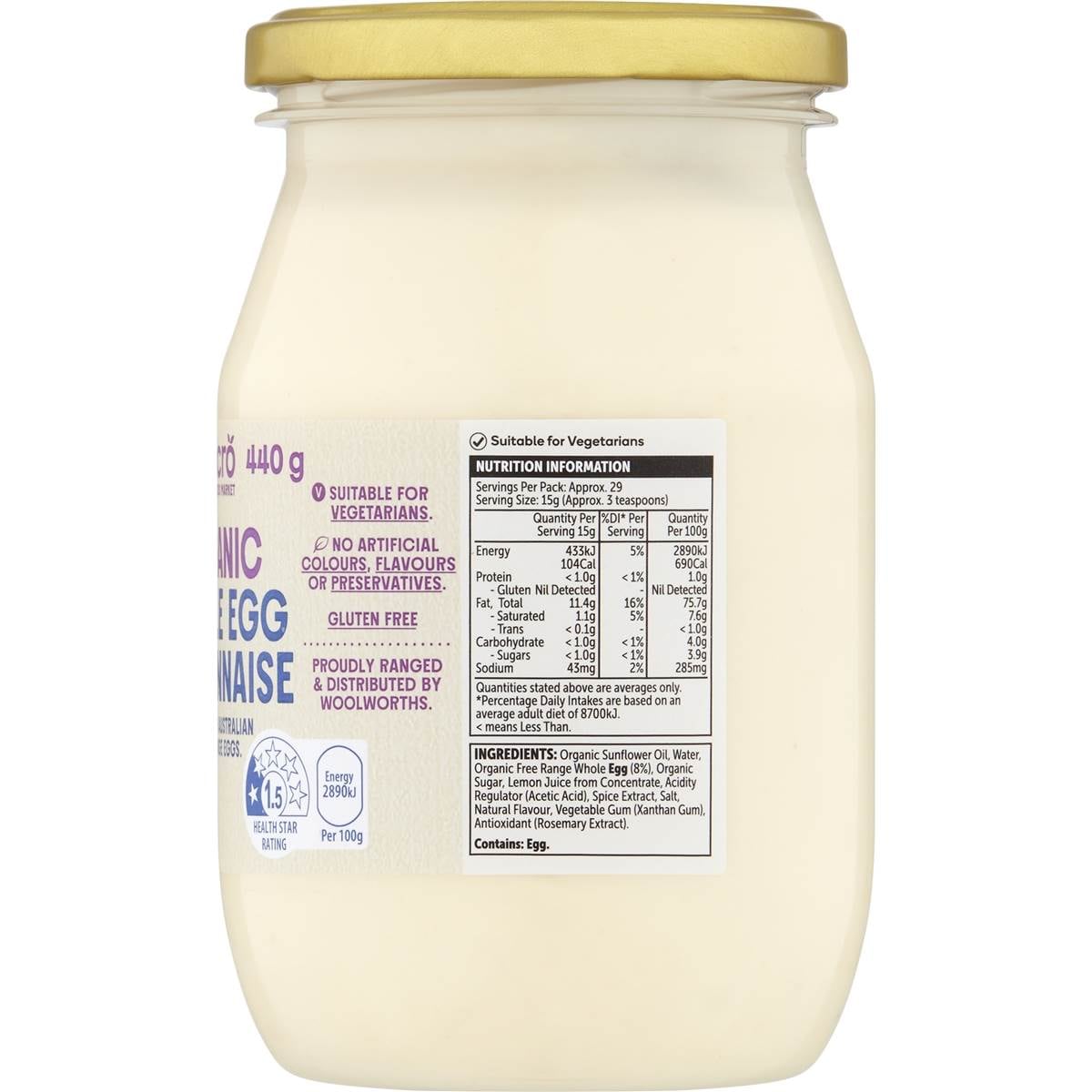 Macro Organic Whole Egg Mayonnaise 440g Woolworths