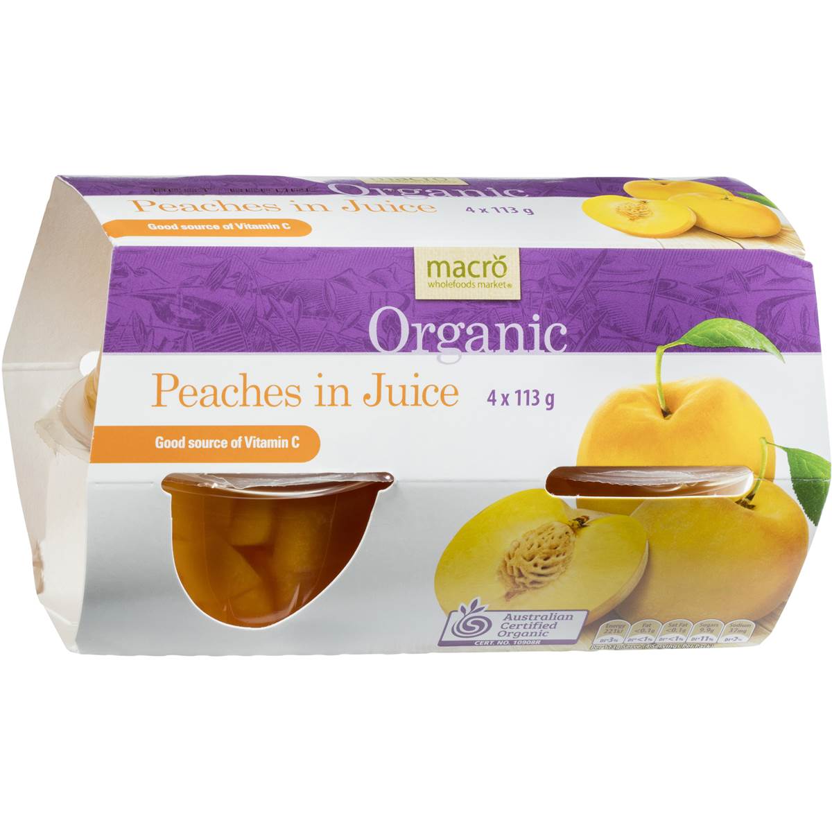 Macro Organic Peaches In Juice 4x113g Woolworths