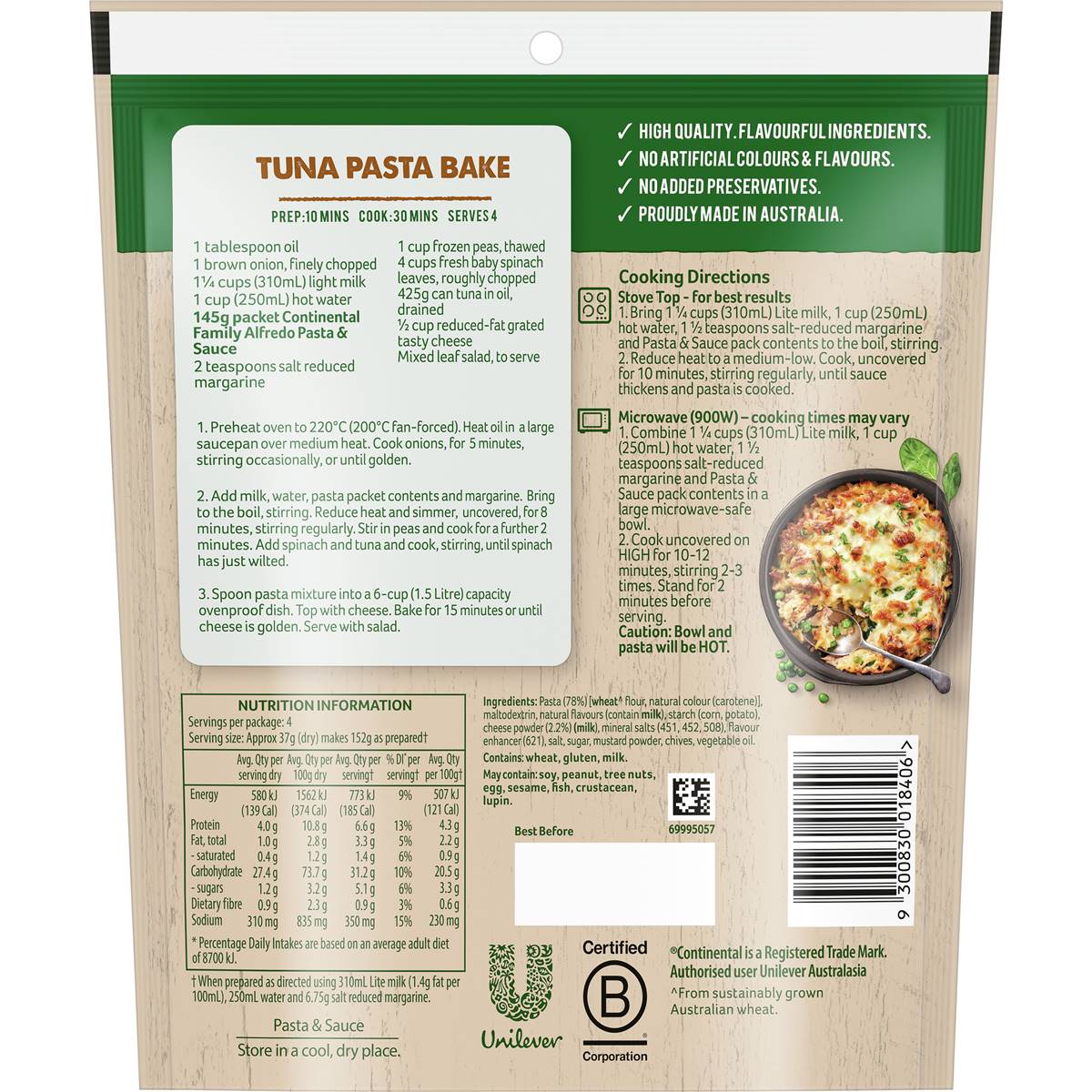 Continental Classics Pasta & Sauce Alfredo Family Pack 145g Woolworths