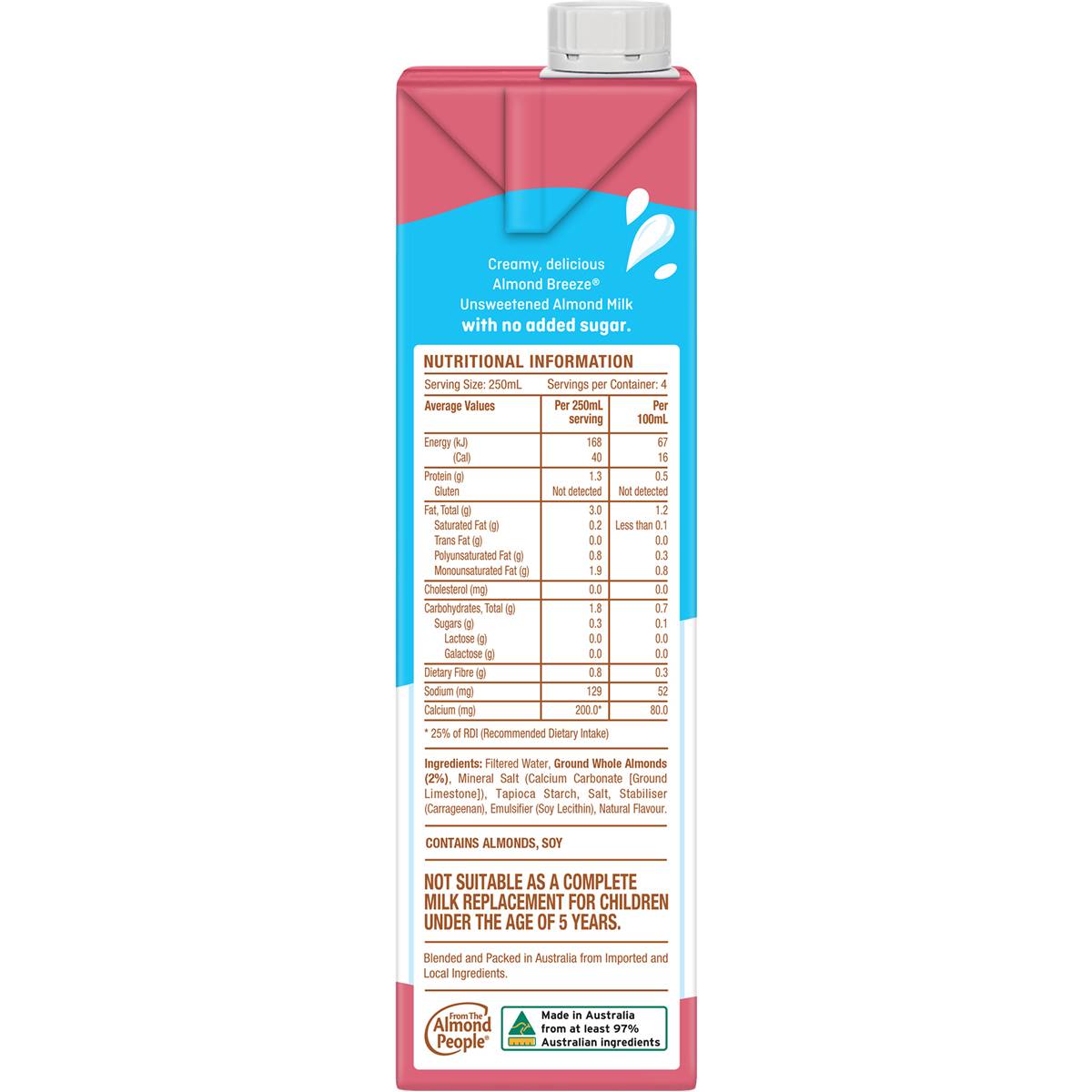 Almond Breeze Unsweetened Almond Milk 1l | Woolworths