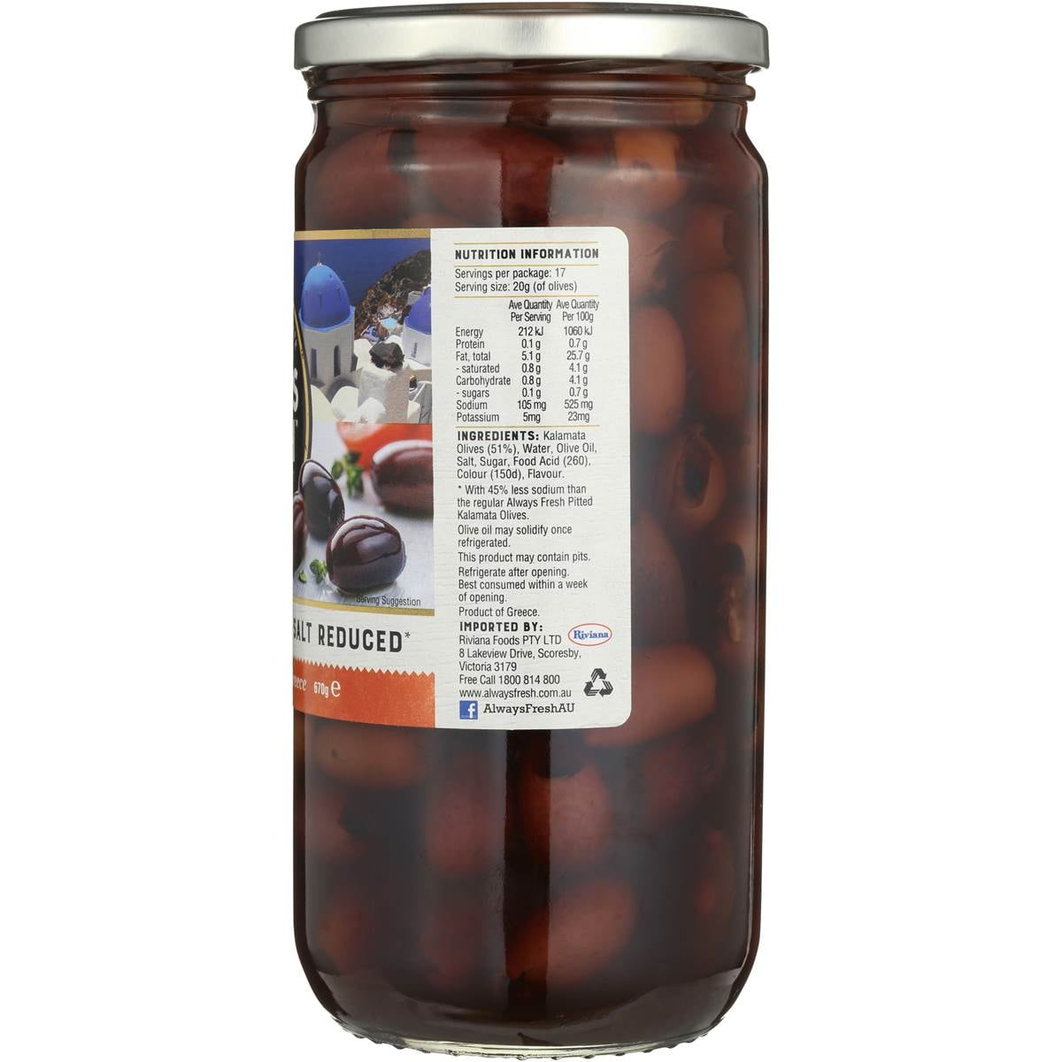 Always Fresh Pitted Kalamata Olives Salt Reduced 670g Woolworths
