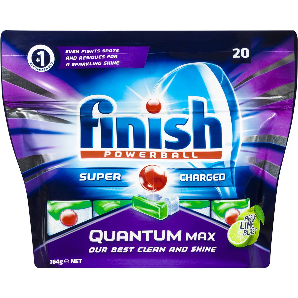 Finish Quantum Max Dishwashing Tablets Apple Lime Blast 20 Pack