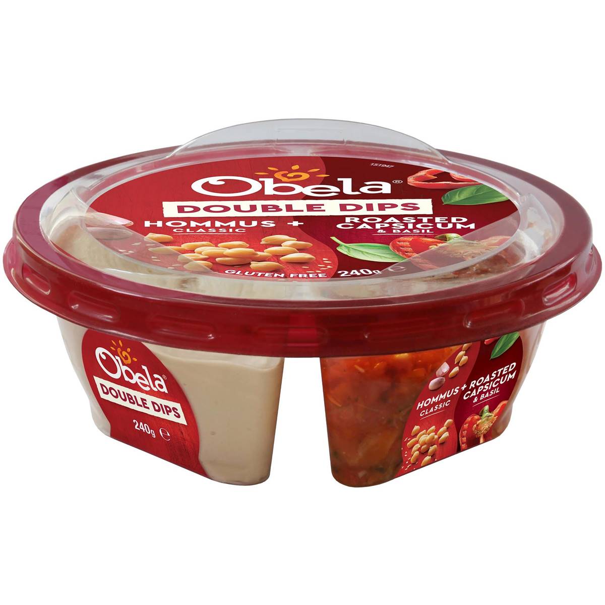 Obela Doubles Dips Roast Capsicum & Hommus