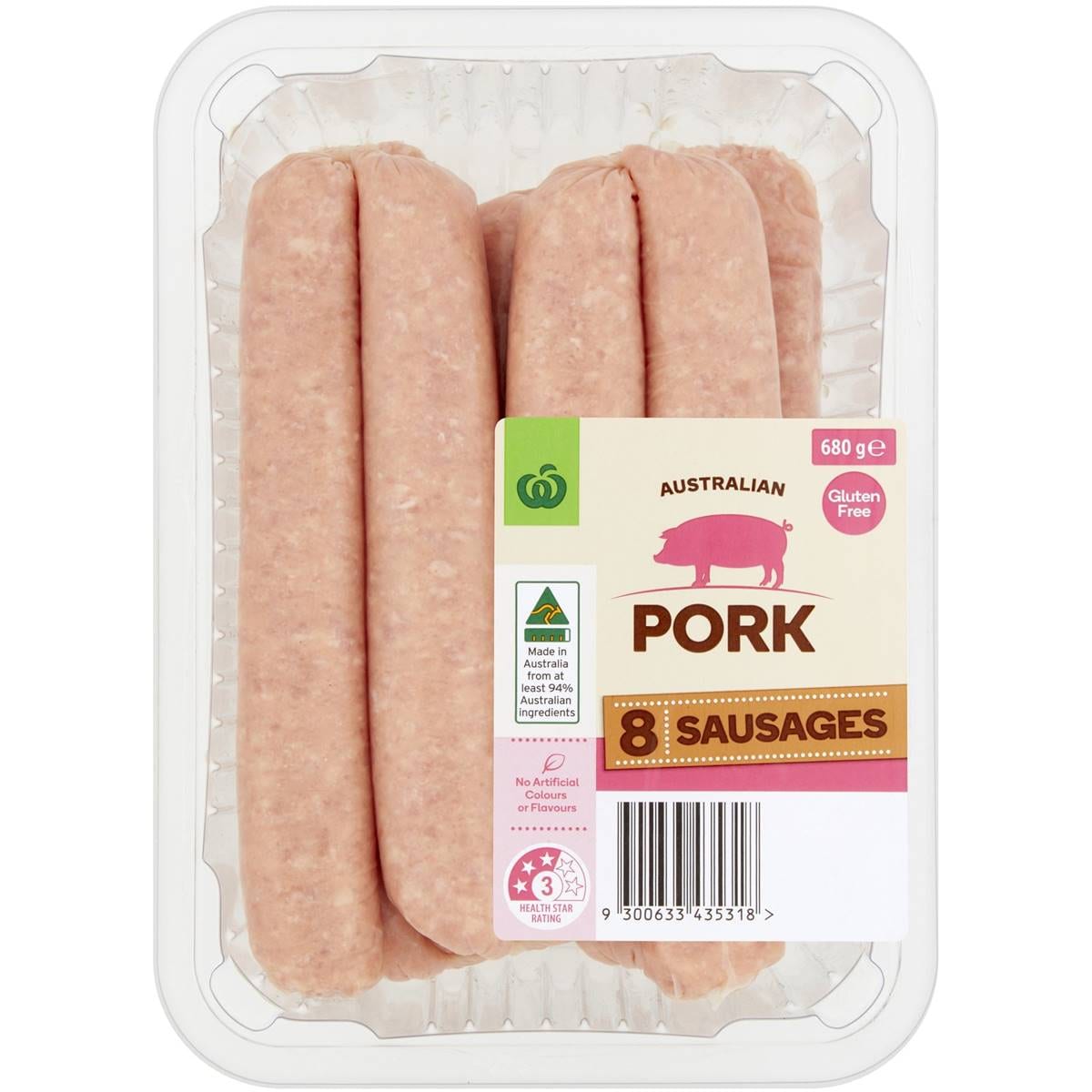 Woolworths Pork Sausage 8 Pieces 680g Woolworths