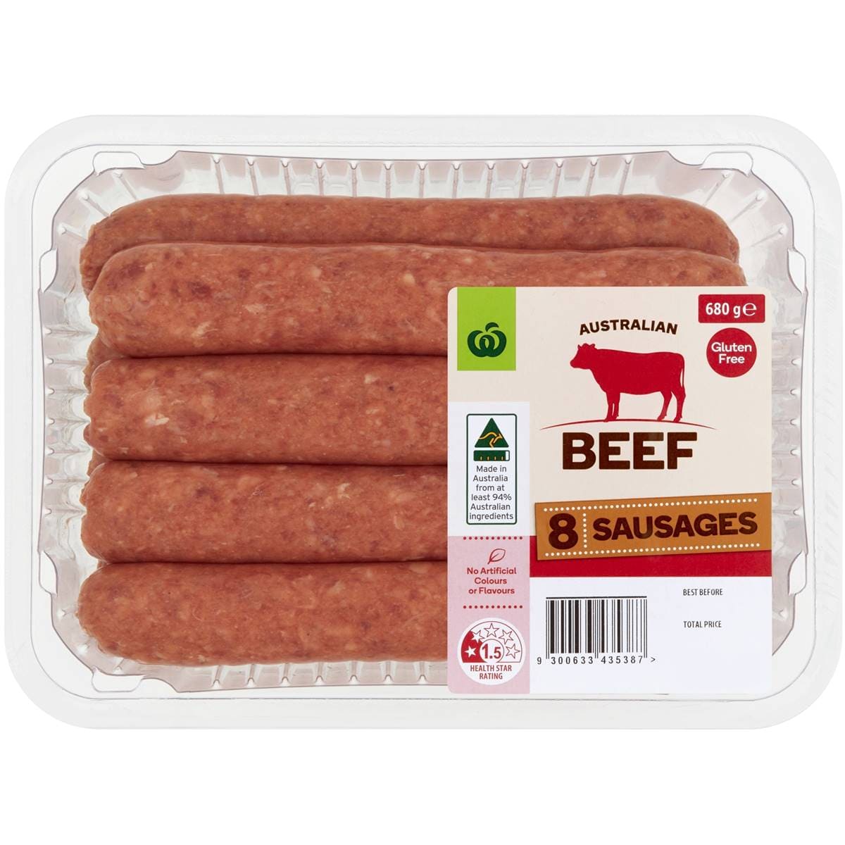 Woolworths Beef Sausages 8 Pieces 680g Woolworths