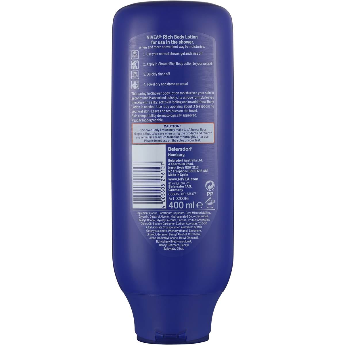 Nivea Inshower Body Moisturiser Rich 400ml Woolworths