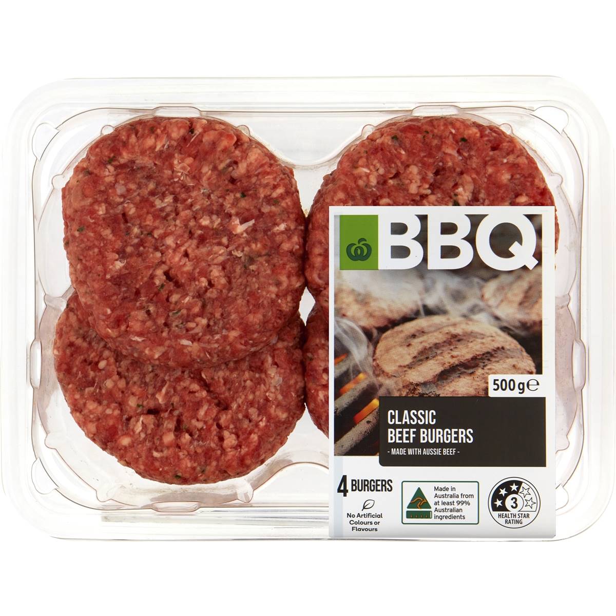 Woolworths Bbq Classic Beef Burger 4 Pack Woolworths