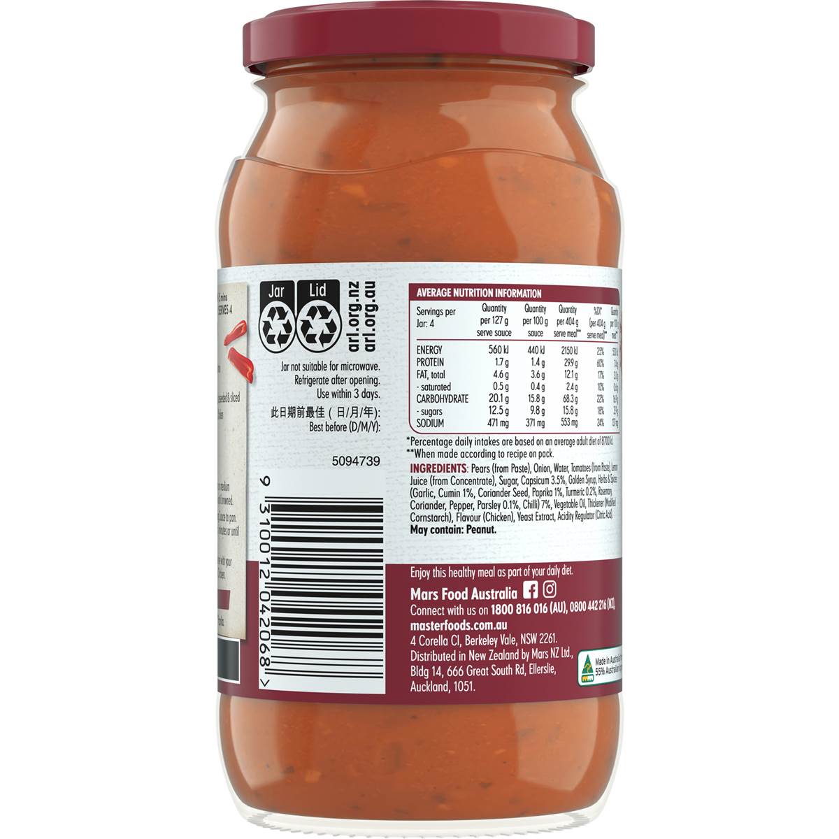 Masterfoods Moroccan Chicken Simmer Sauce 510g Woolworths