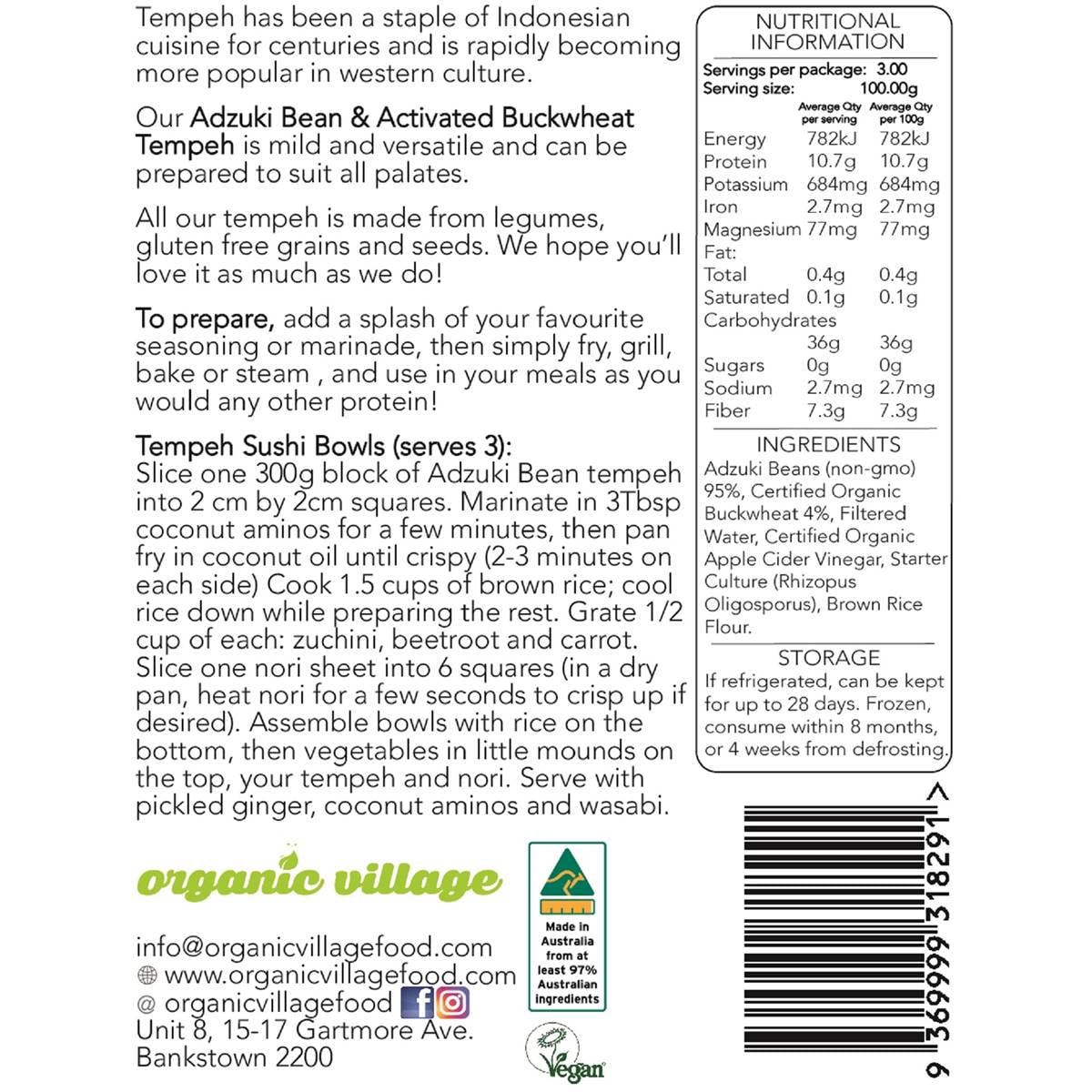 Organic Village Bean & Buckwheat Tempeh 300g Woolworths