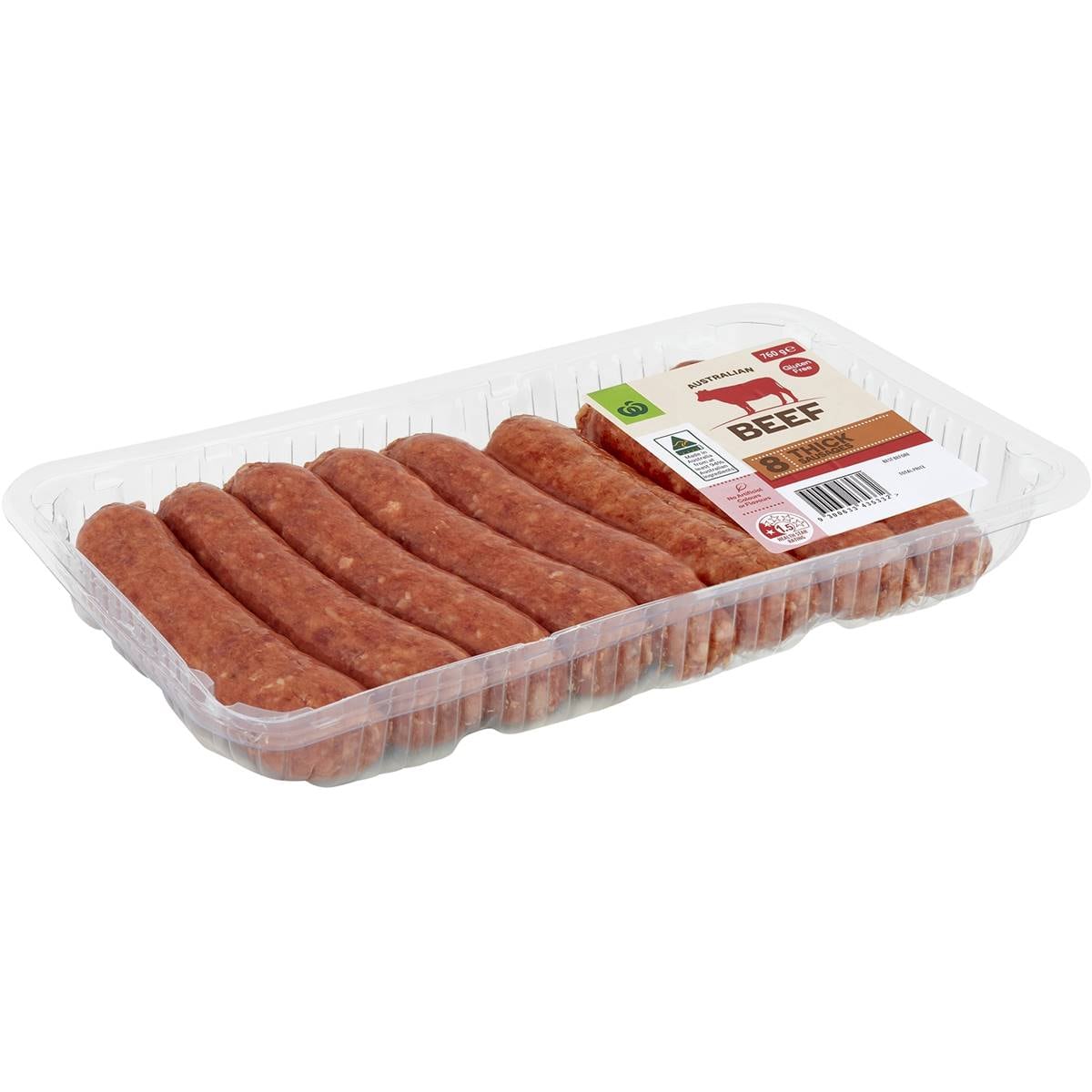 Woolworths Beef Sausages Thick 760g Woolworths