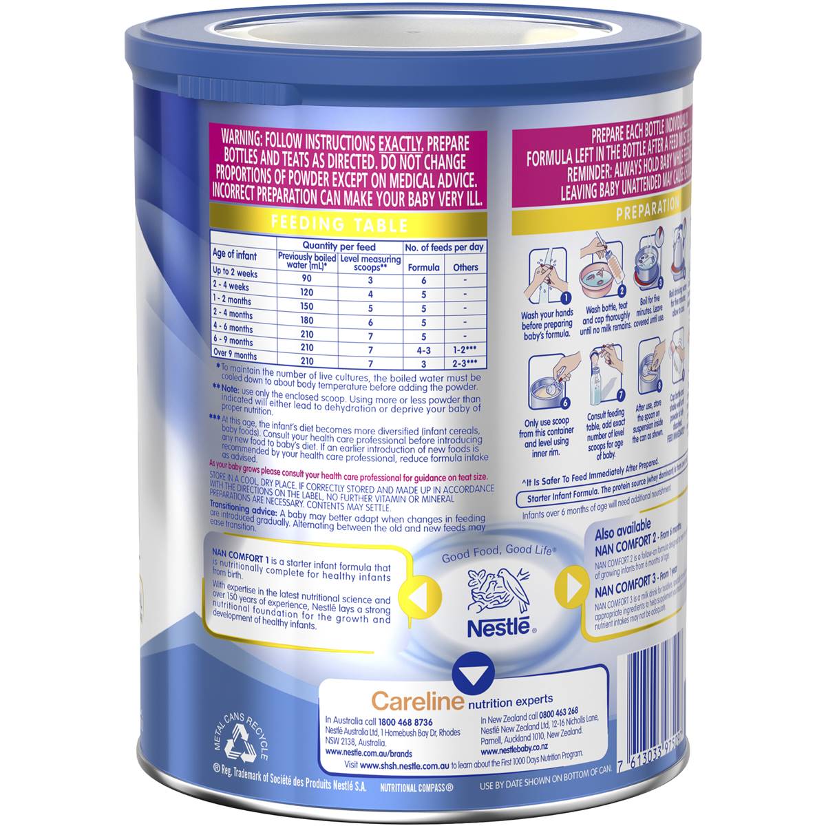 Nestle Nan Comfort 1 Starter 0-6 Months Baby Formula Powder 800g ...