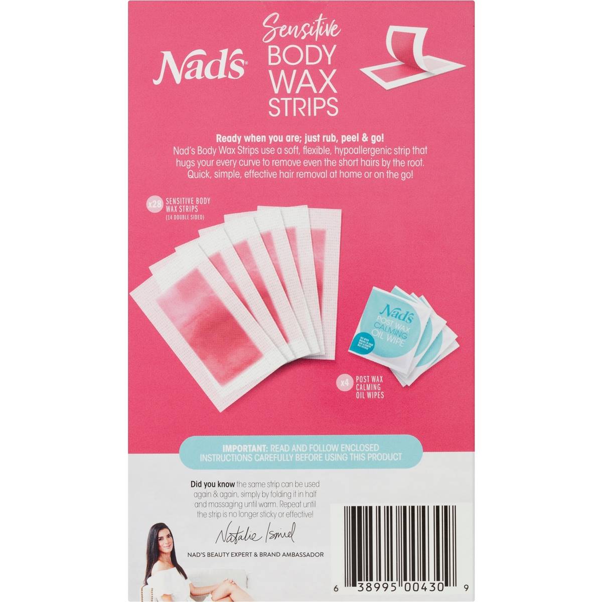 Nad's Body Wax Strips Sensitive Skin 28 Pack Woolworths