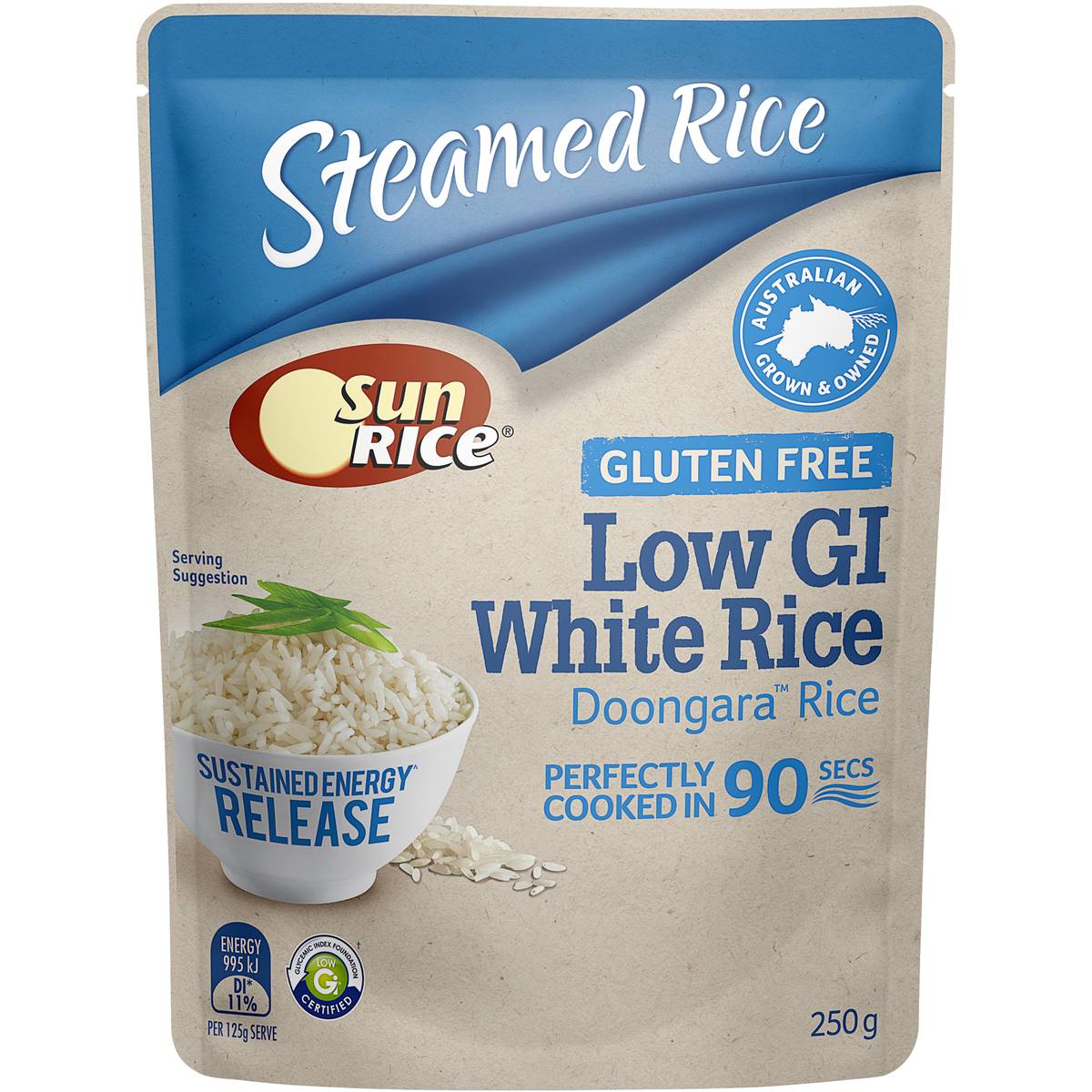 Sunrice White Rice Steamed Low Gi 250g Woolworths