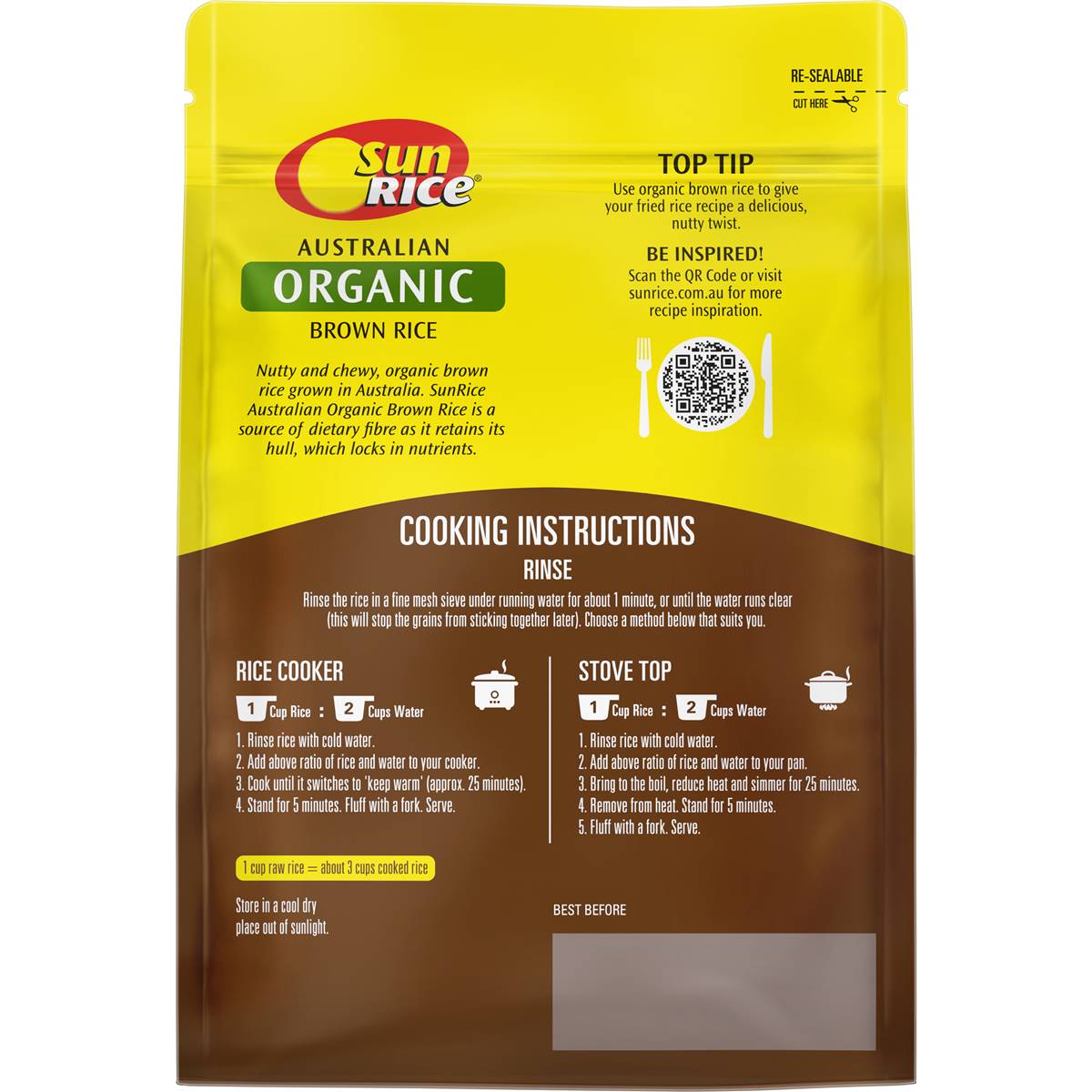 Sunrice Organic Brown Rice 750g | Woolworths