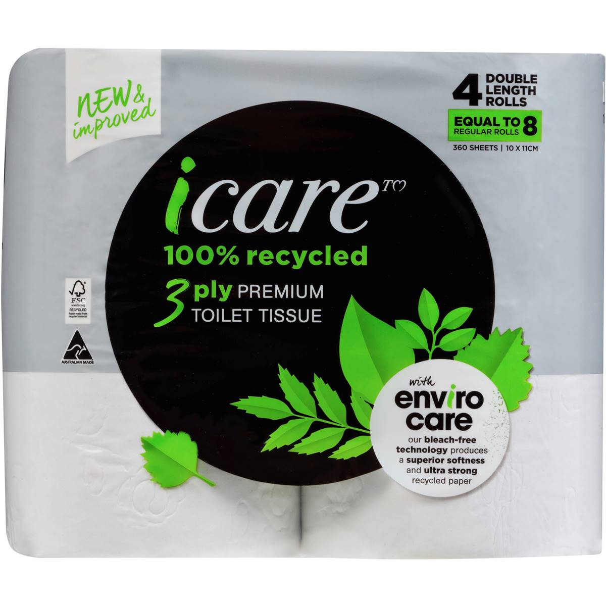 Icare Toilet Tissue White 3ply 4 Pack Woolworths