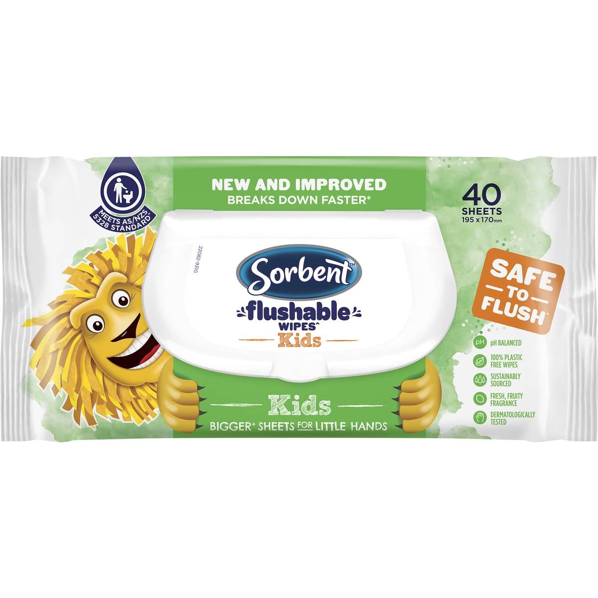 Sorbent Flushable Wipes Kids 40 Pack Woolworths