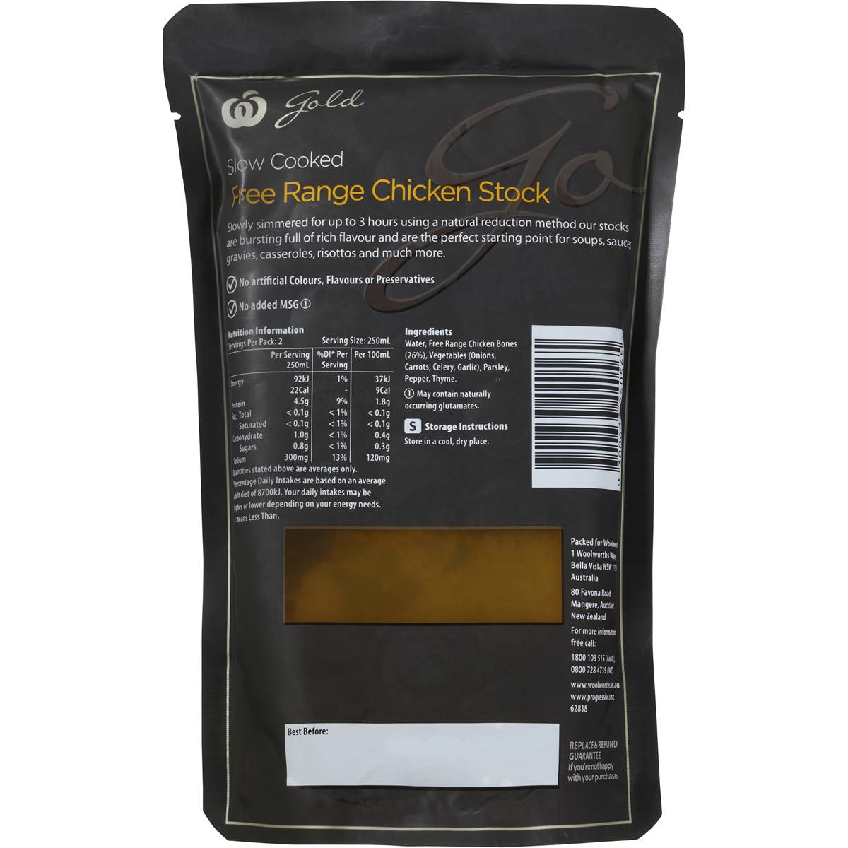 Woolworths Gold Chicken Stock Free Range 500ml Woolworths