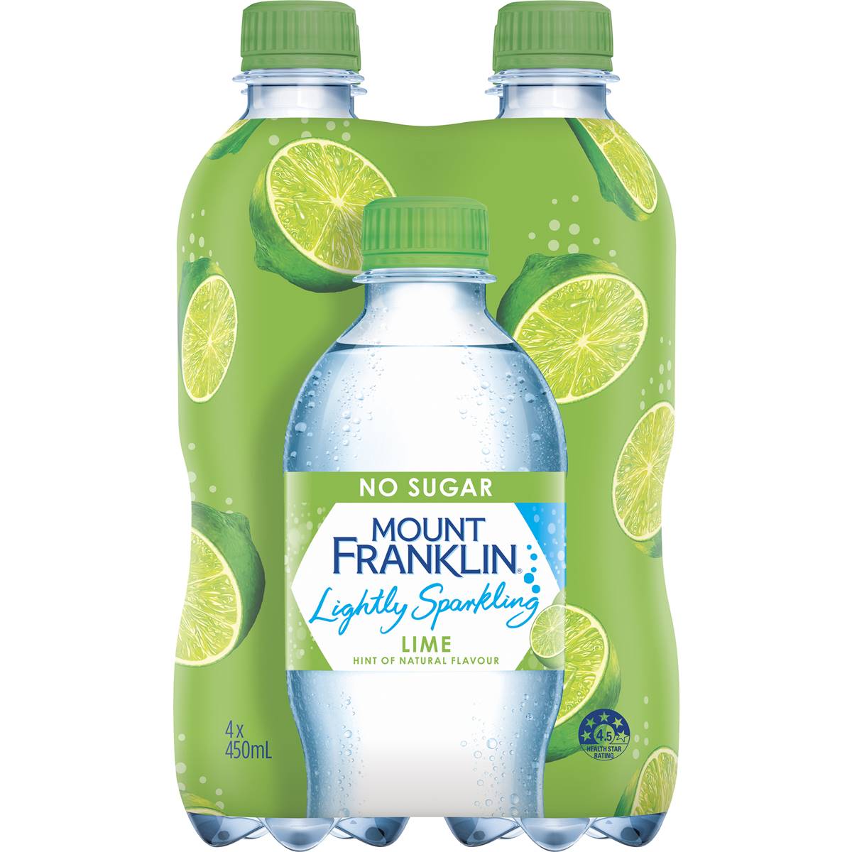 Mount Franklin Lightly Sparkling Water Lime Multipack Bottles 450ml X4 Pack Woolworths