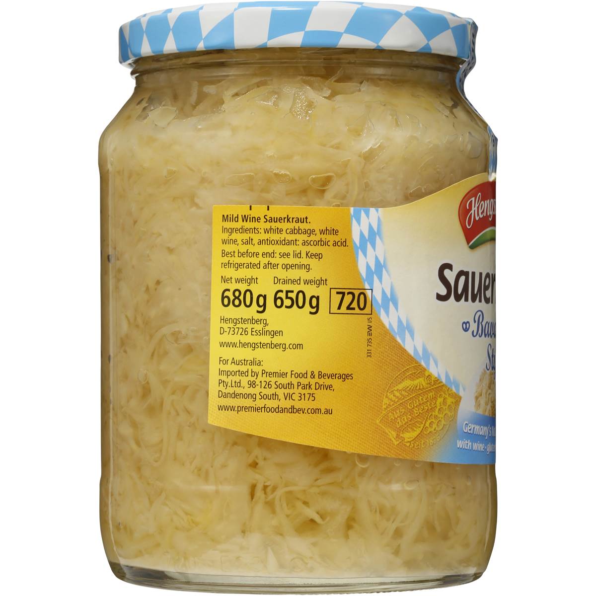Hengstenberg Bavarian Sauerkraut 680g Woolworths
