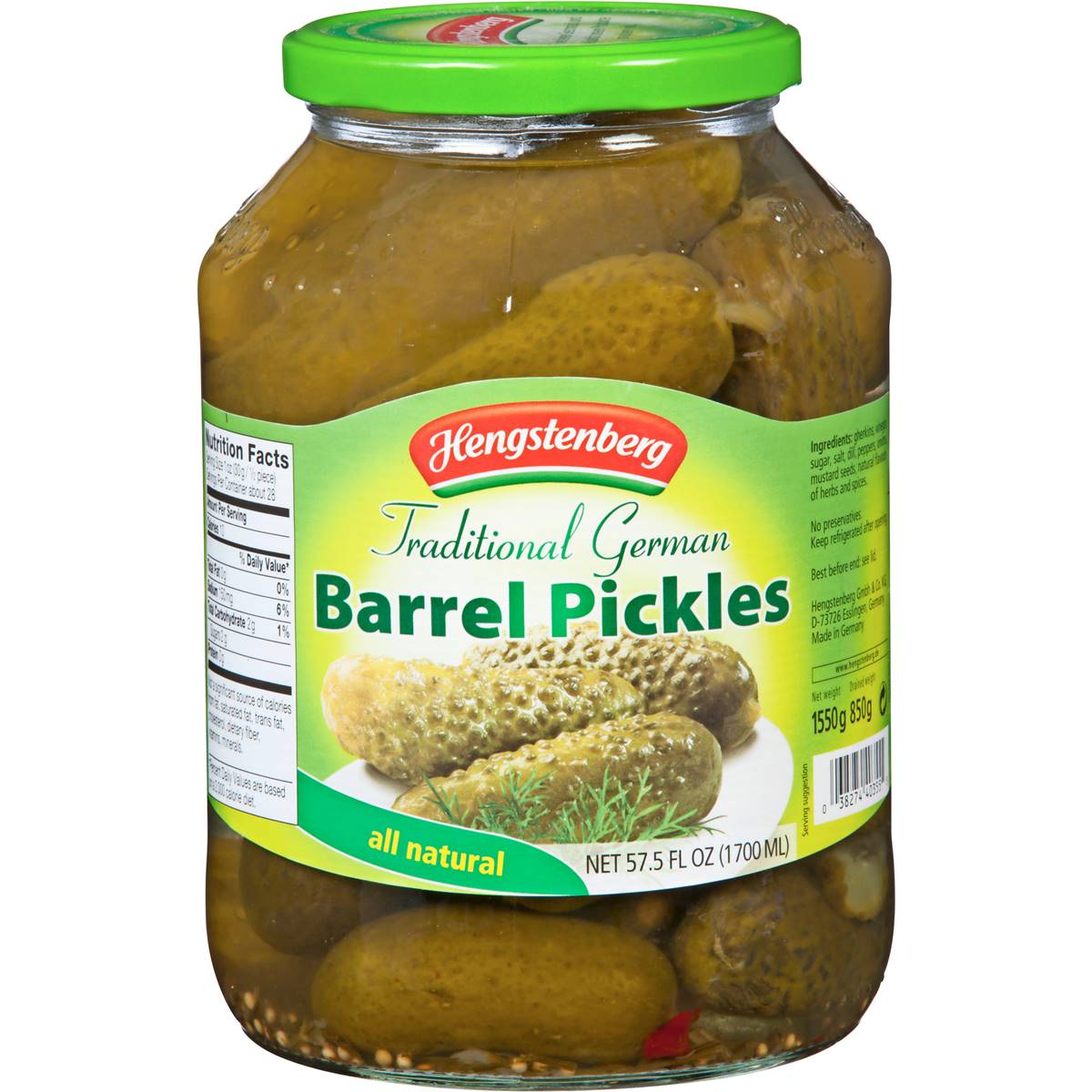 Hengstenberg European Foods Barrel Gherkins