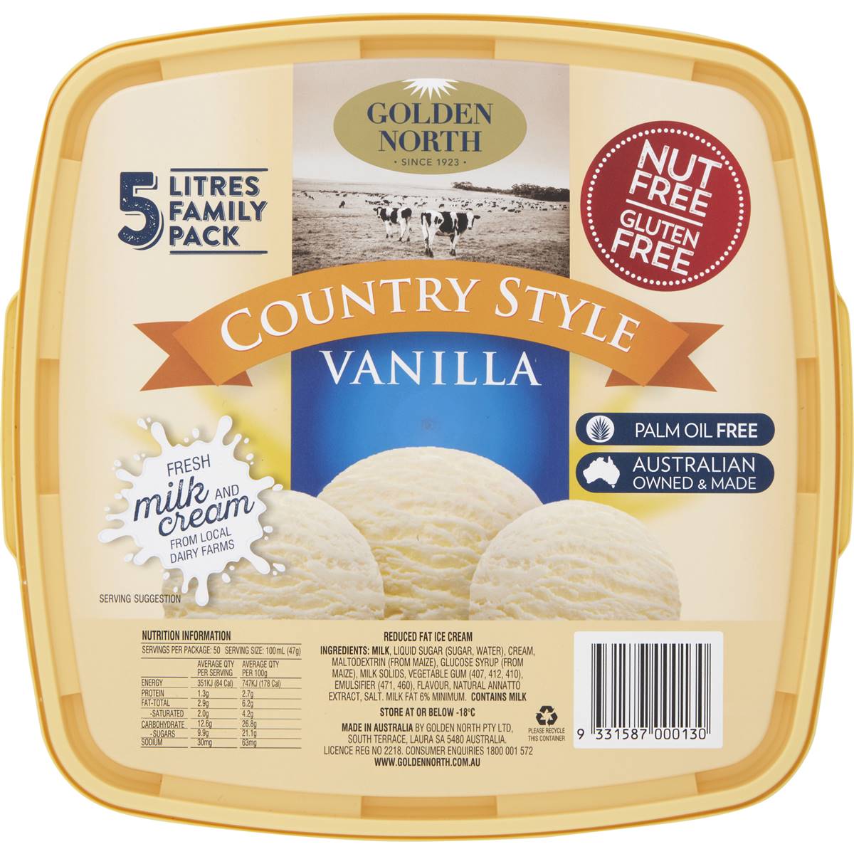 Golden North Ice Cream Country Style Vanilla Tub 5l Woolworths