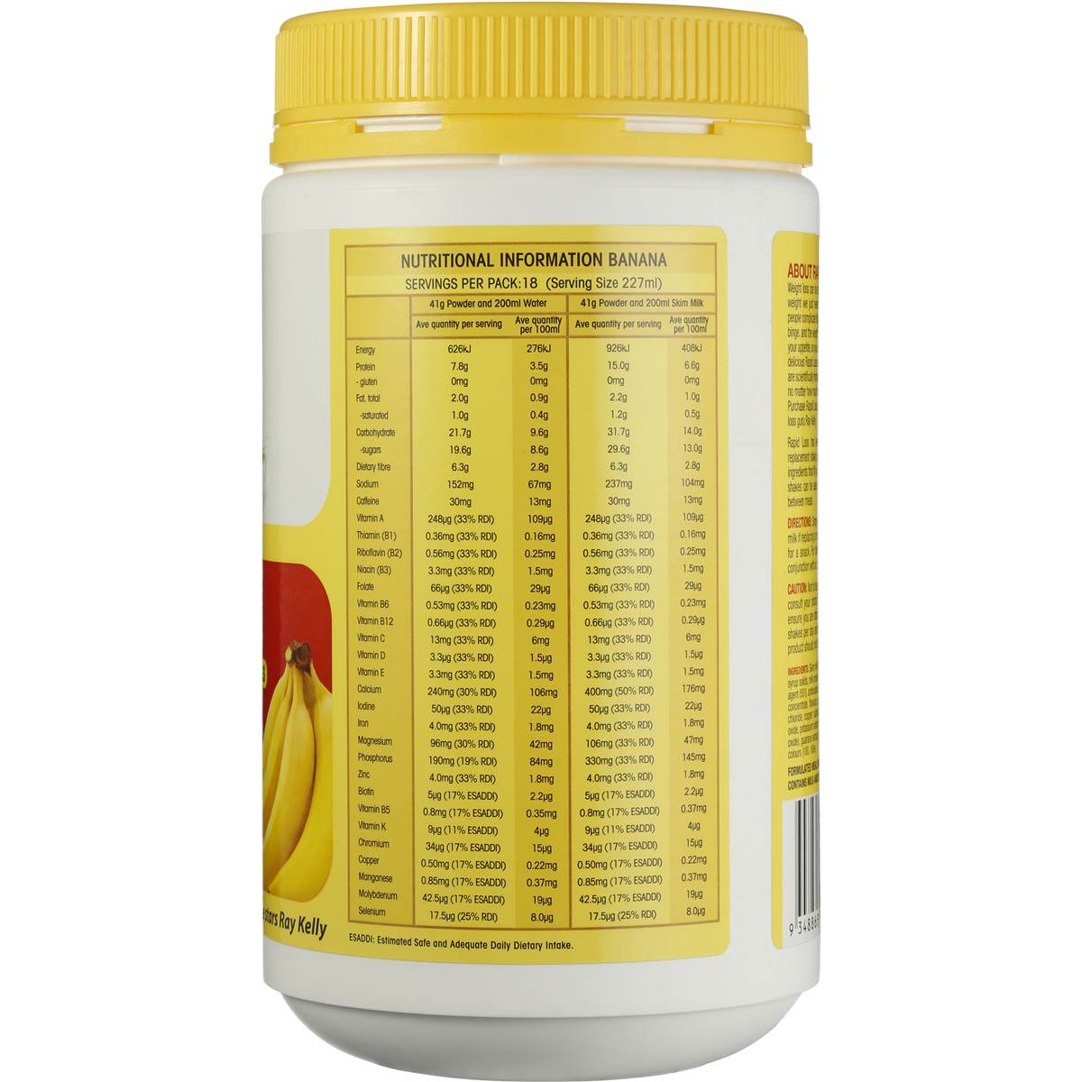 Rapid Loss Shake Mix Banana 750g Woolworths