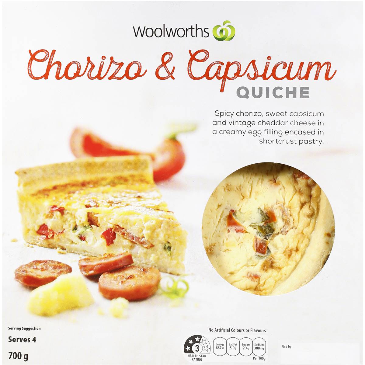 Woolworths Quiche Chorizo Capsicum 700g Woolworths