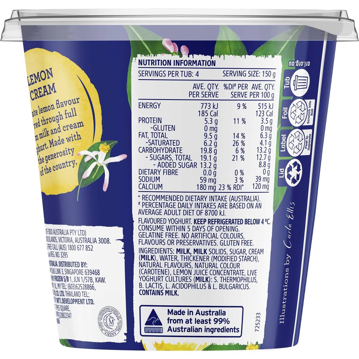 Dairy Farmers Thick & Creamy Yoghurt Lemon Cream 600g 