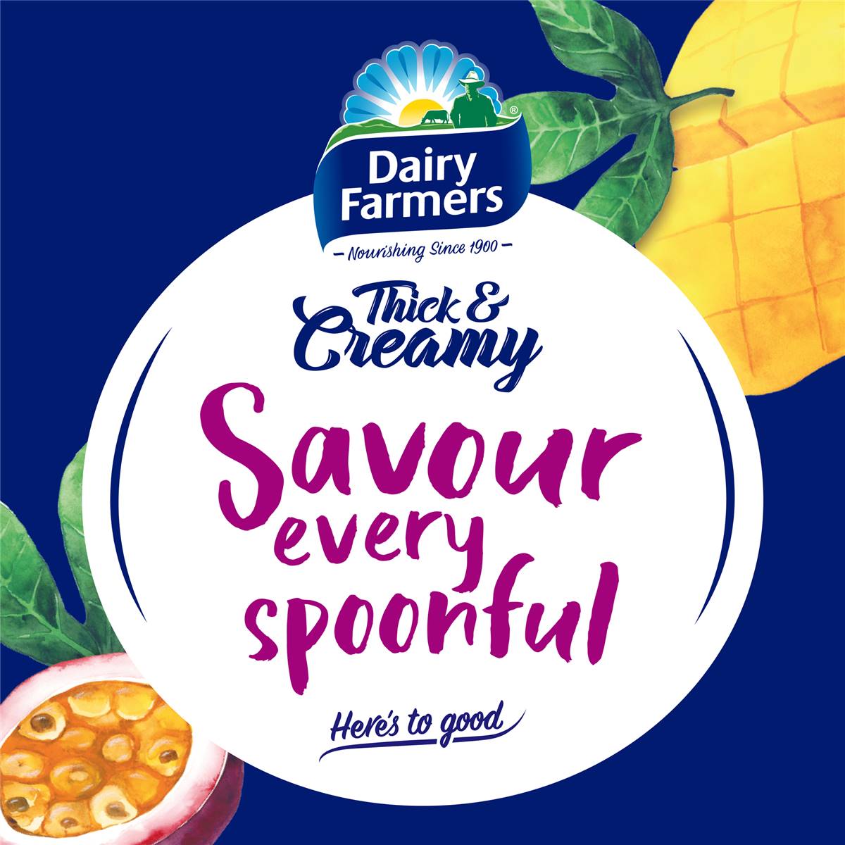 Dairy Farmers Thick & Creamy Mango & Passionfruit Yoghurt 600g Woolworths