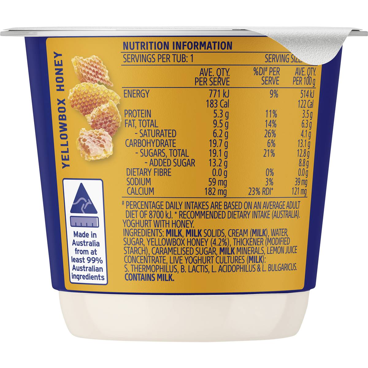 Dairy Farmers Thick & Creamy Yellow Box Honey Yoghurt 150g Woolworths