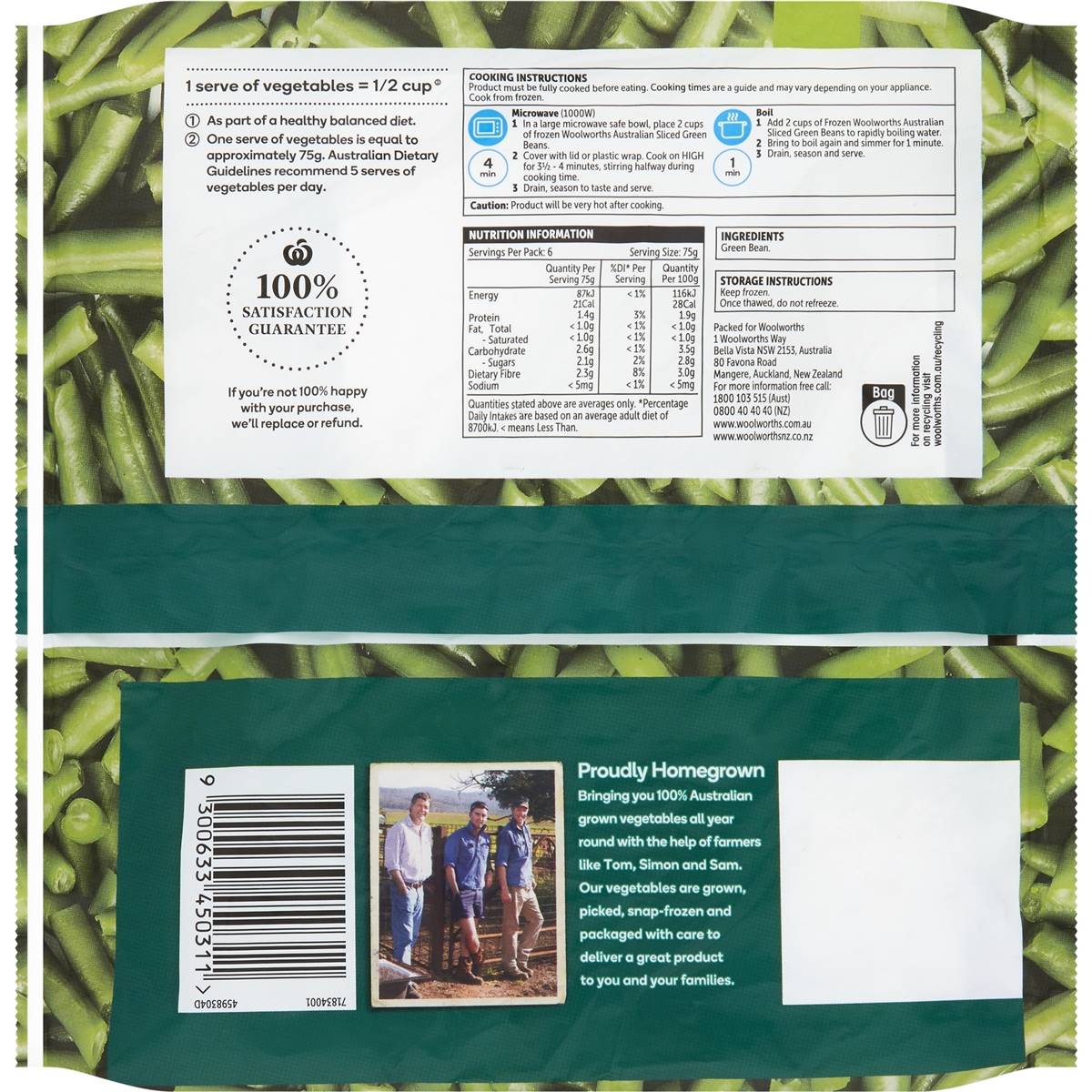 Woolworths Frozen Sliced Beans 500g Woolworths