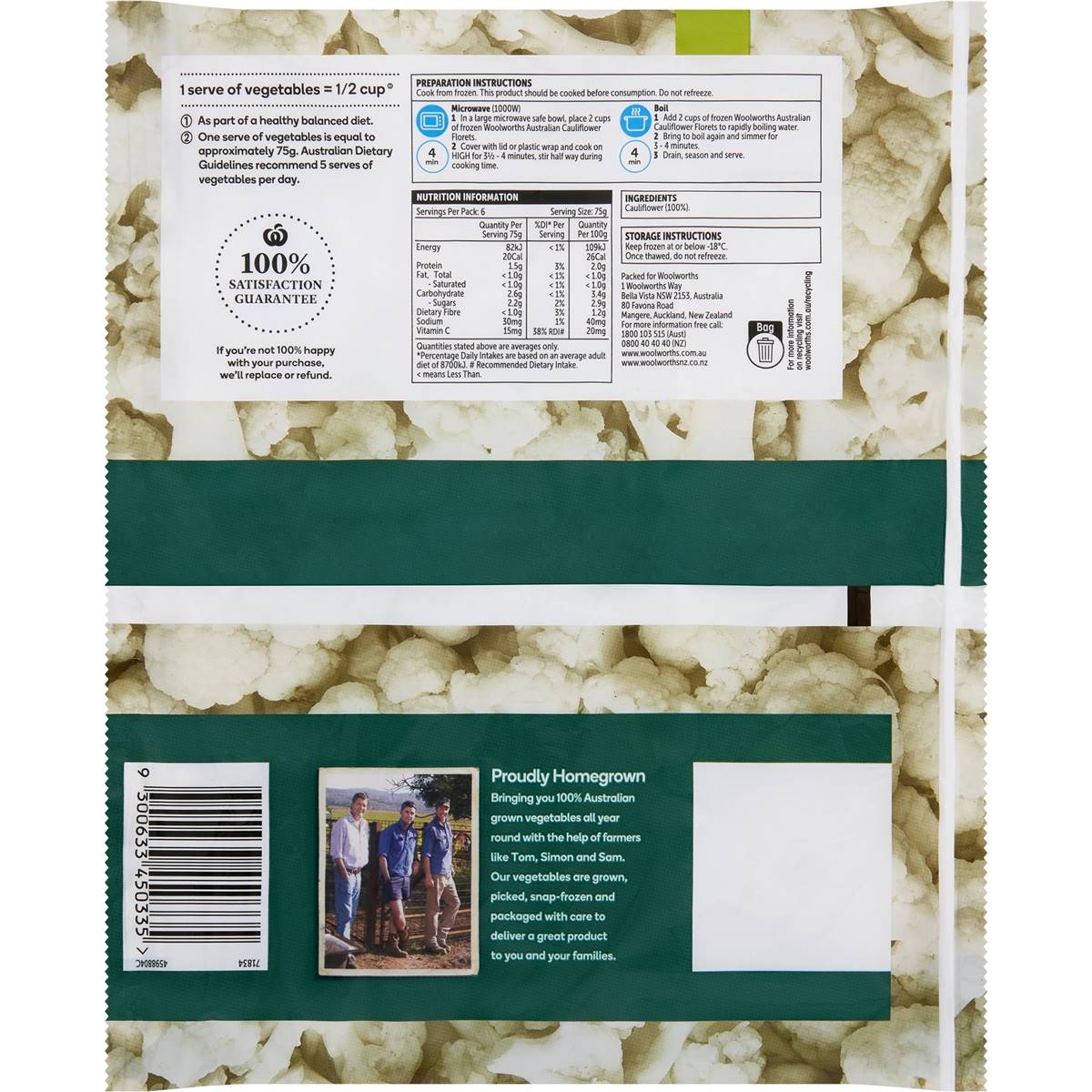 Woolworths Cauliflower Florets 500g Woolworths