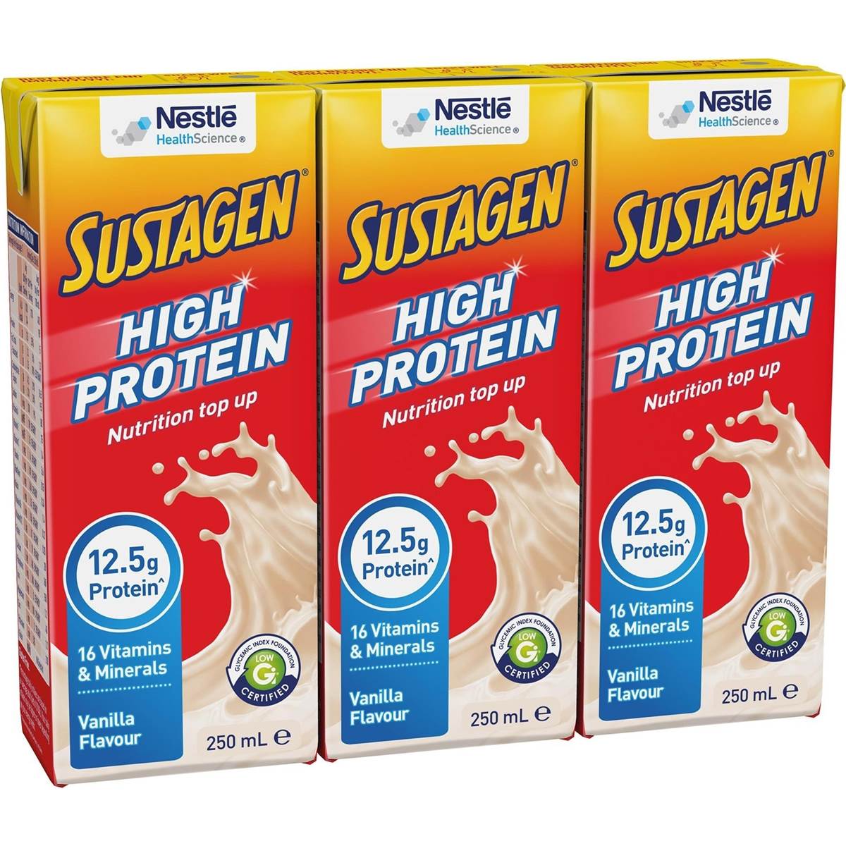 Sustagen High Protein Nutrition Topup Vanilla Flavour Ready To Drink 250ml X 3 Pack Woolworths