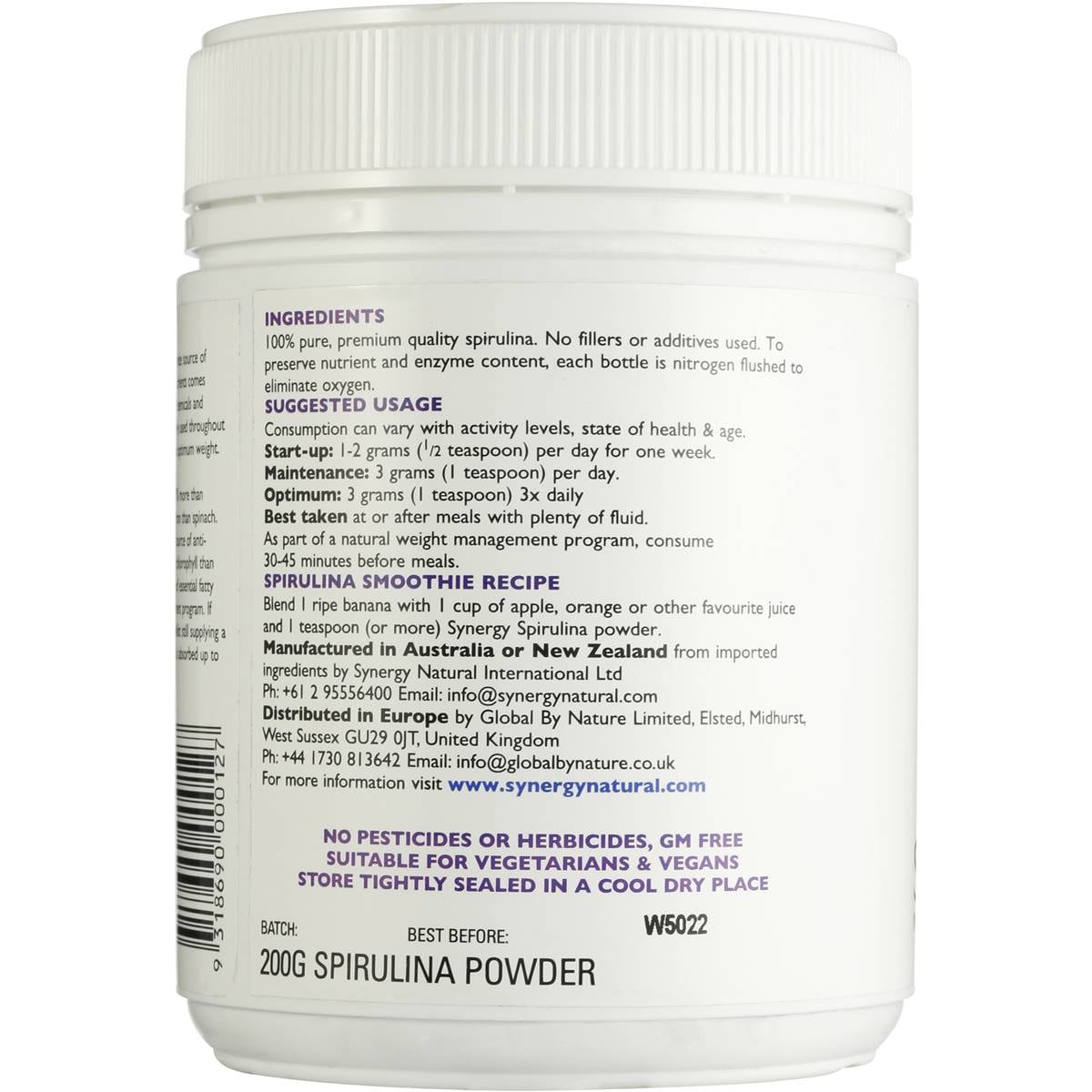 Synergy Natural Spirulina Powder 200g Woolworths