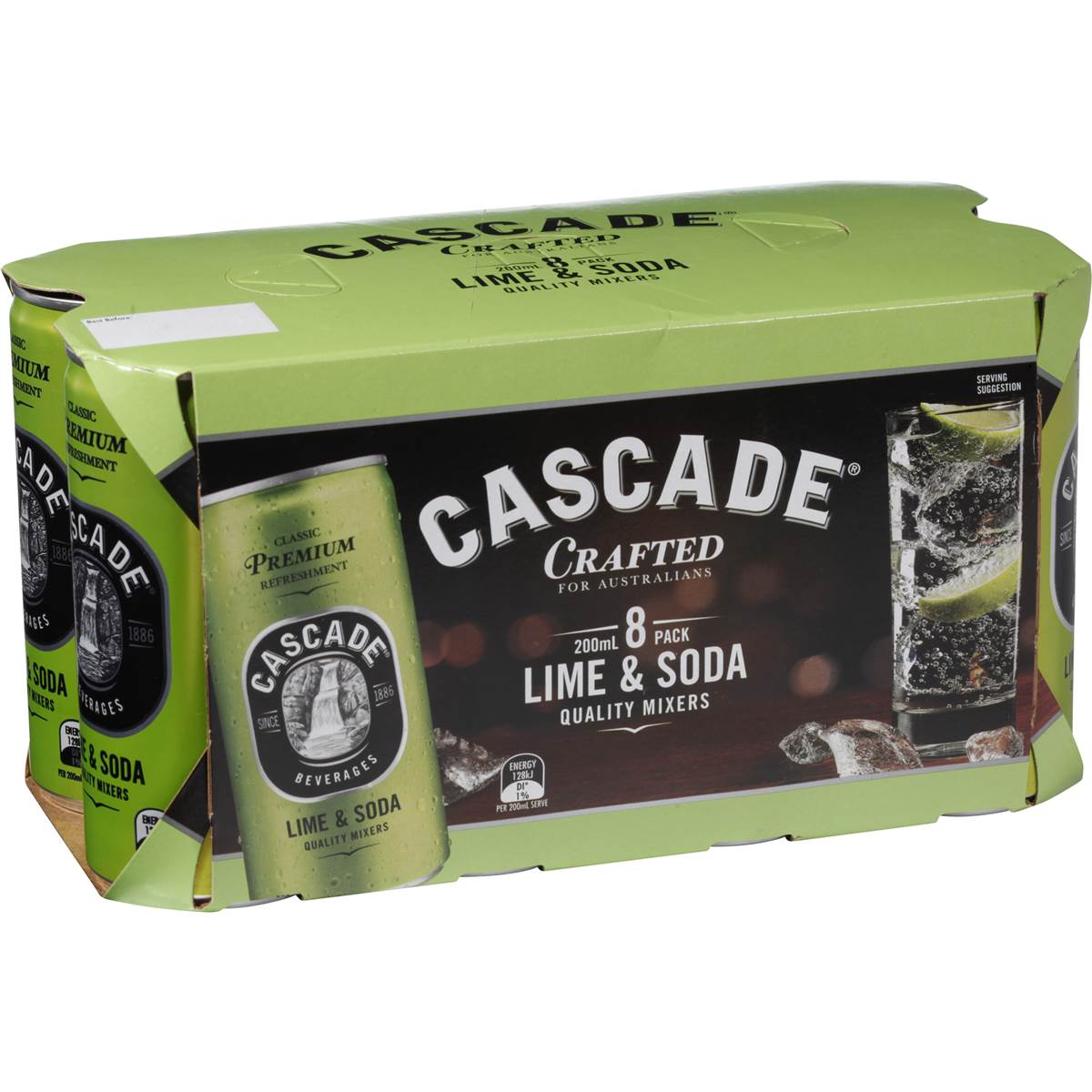 Cascade Soda Water With Lime 8x200ml Woolworths