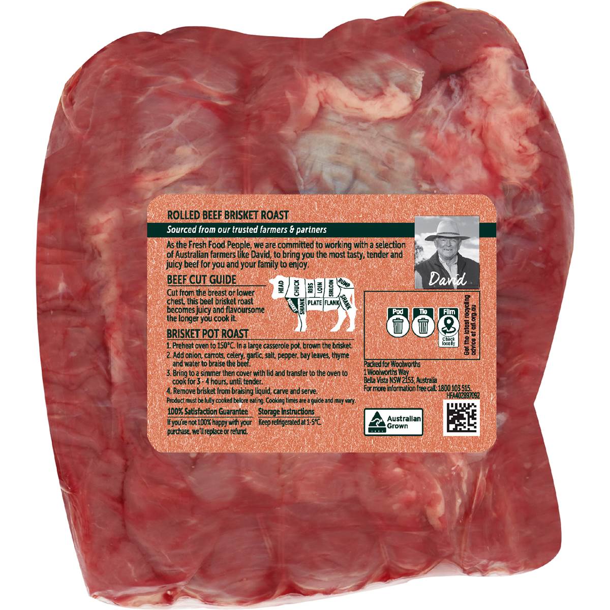 Woolworths Roast Beef Brisket Pot Roast Rolled 1.2kg 1.9kg Woolworths