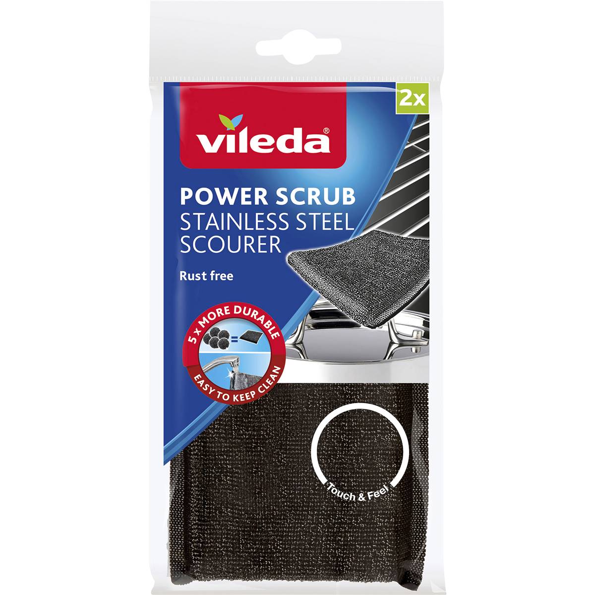 Vileda Power Scrub Scourer Stainless Steel 2 Pack Woolworths