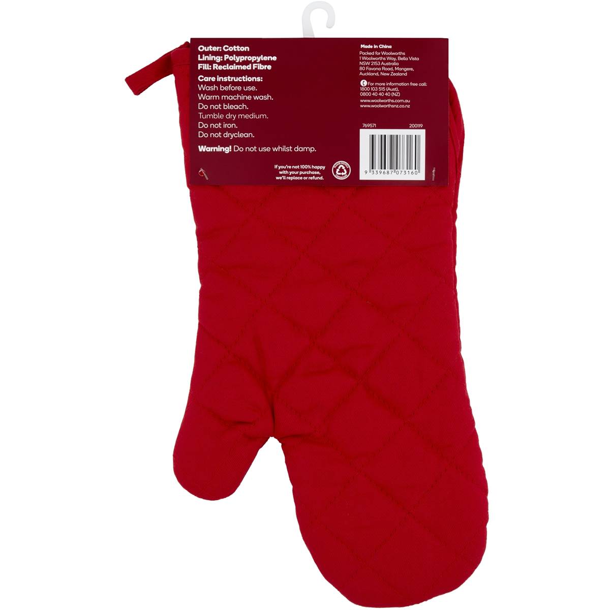 Essentials Kitchen Manchester Oven Glove Plain Each Woolworths