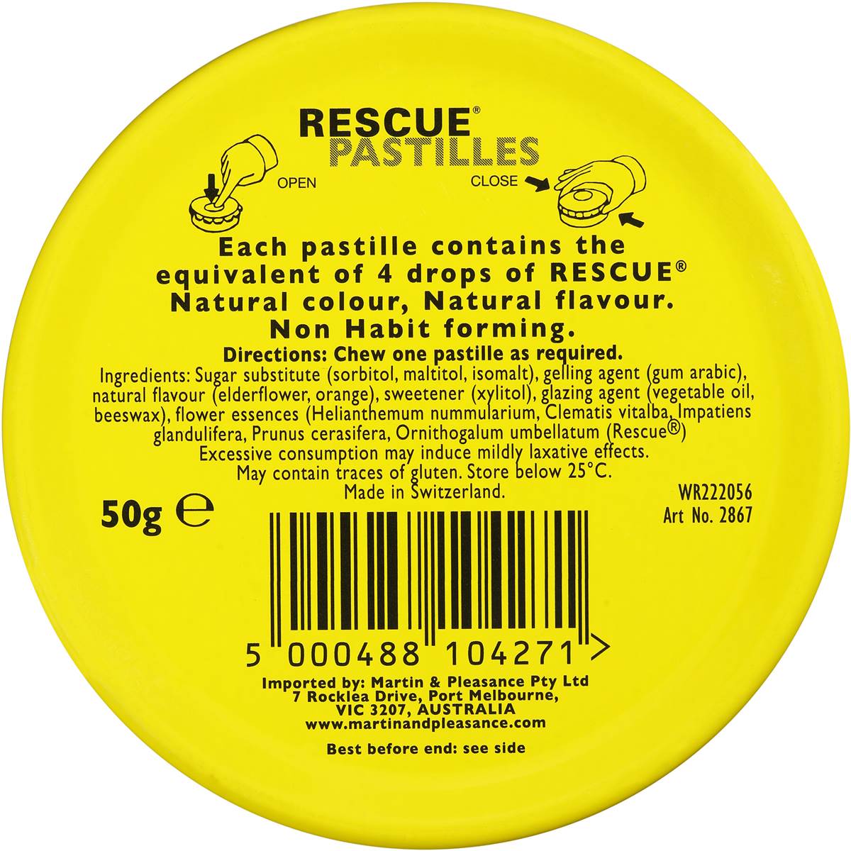 Rescue Remedy Natural Stress Relief Sugar & Alcohol Free Pastilles 50g