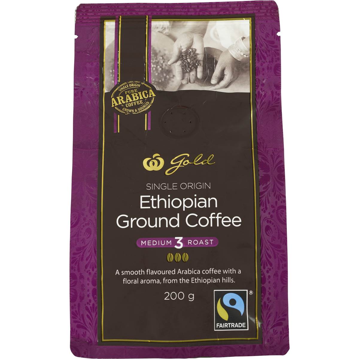 Gold Fairtrade Ground Coffee Ethiopian Roast 200g Woolworths