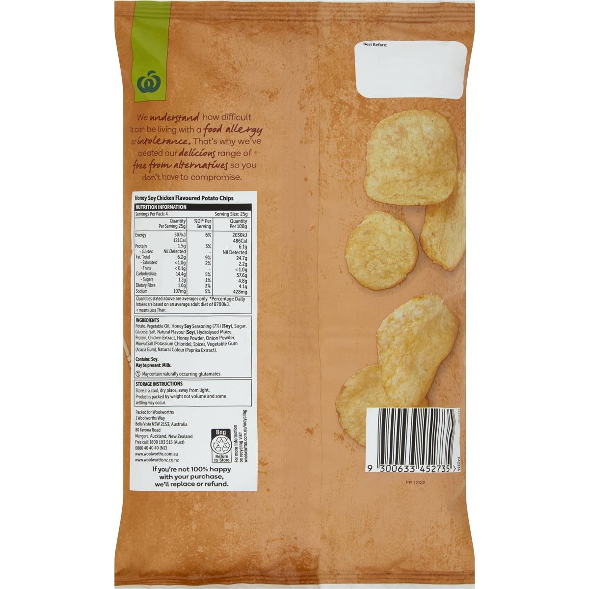 Woolworths Free From Gluten Share Pack Honey Soy Chicken 100g Woolworths
