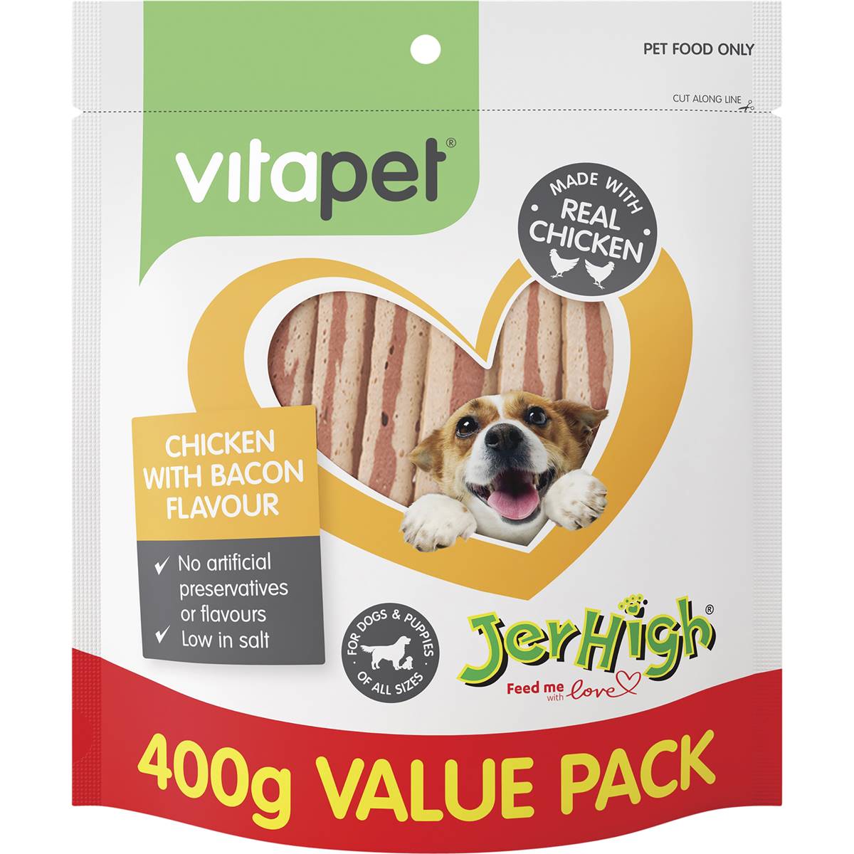 Vitapet Jerhigh Dog Treats Chicken With Bacon Flavour 400g Woolworths