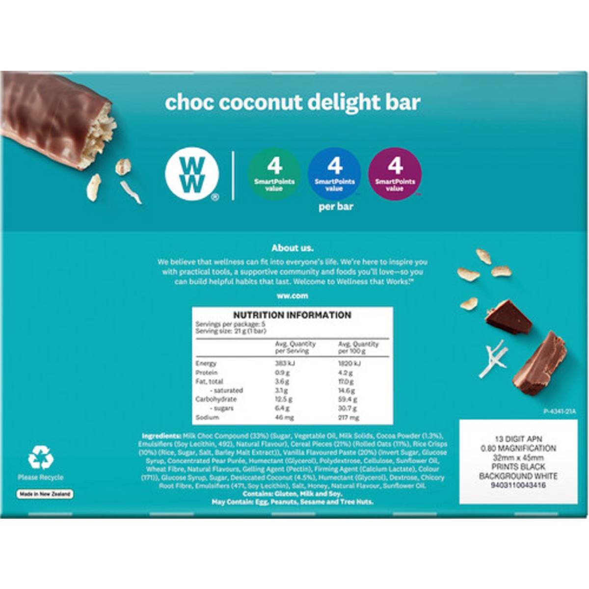 Weight Watchers Coconut Delight Bars 5 Pack Woolworths