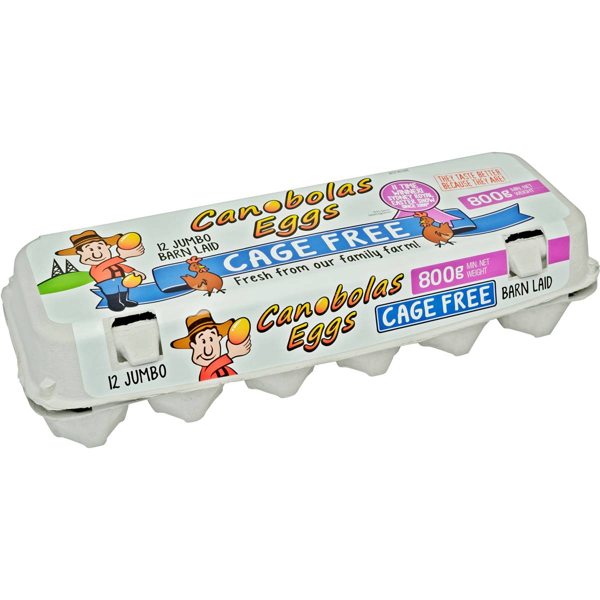 Canobolas 12 Jumbo Cage Free Barn Laid Eggs 800g Woolworths