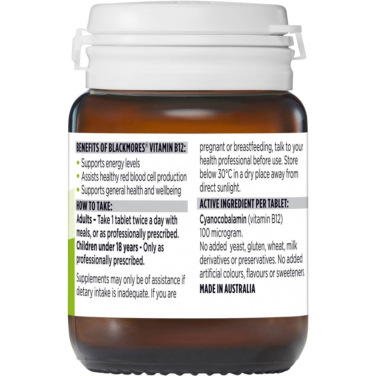 Blackmores Vitamin B12 Energy Support Tablets 75 Pack Woolworths