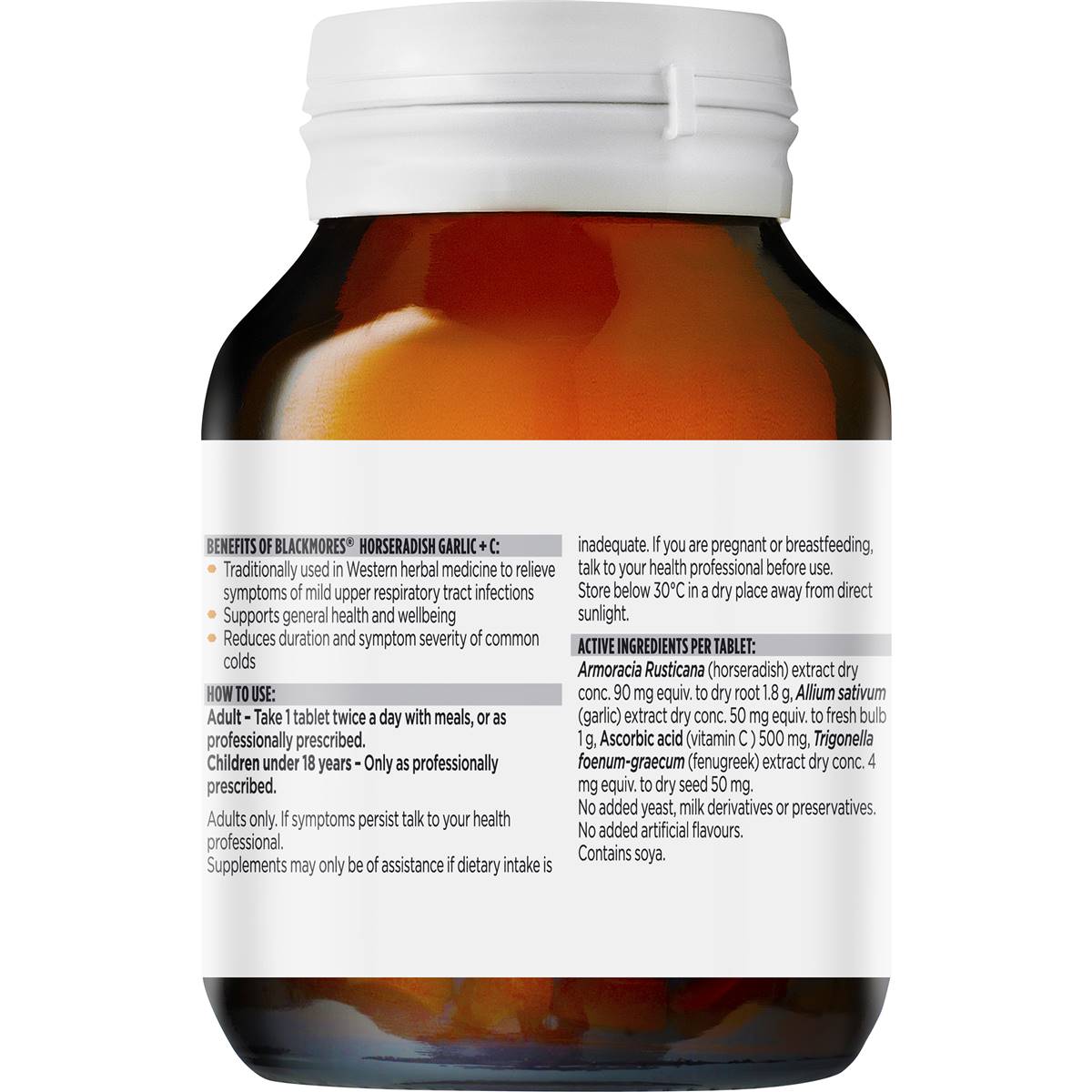 Blackmores Horseradish Garlic + Vitamin C Immune Support Tablets 50 Pack Woolworths