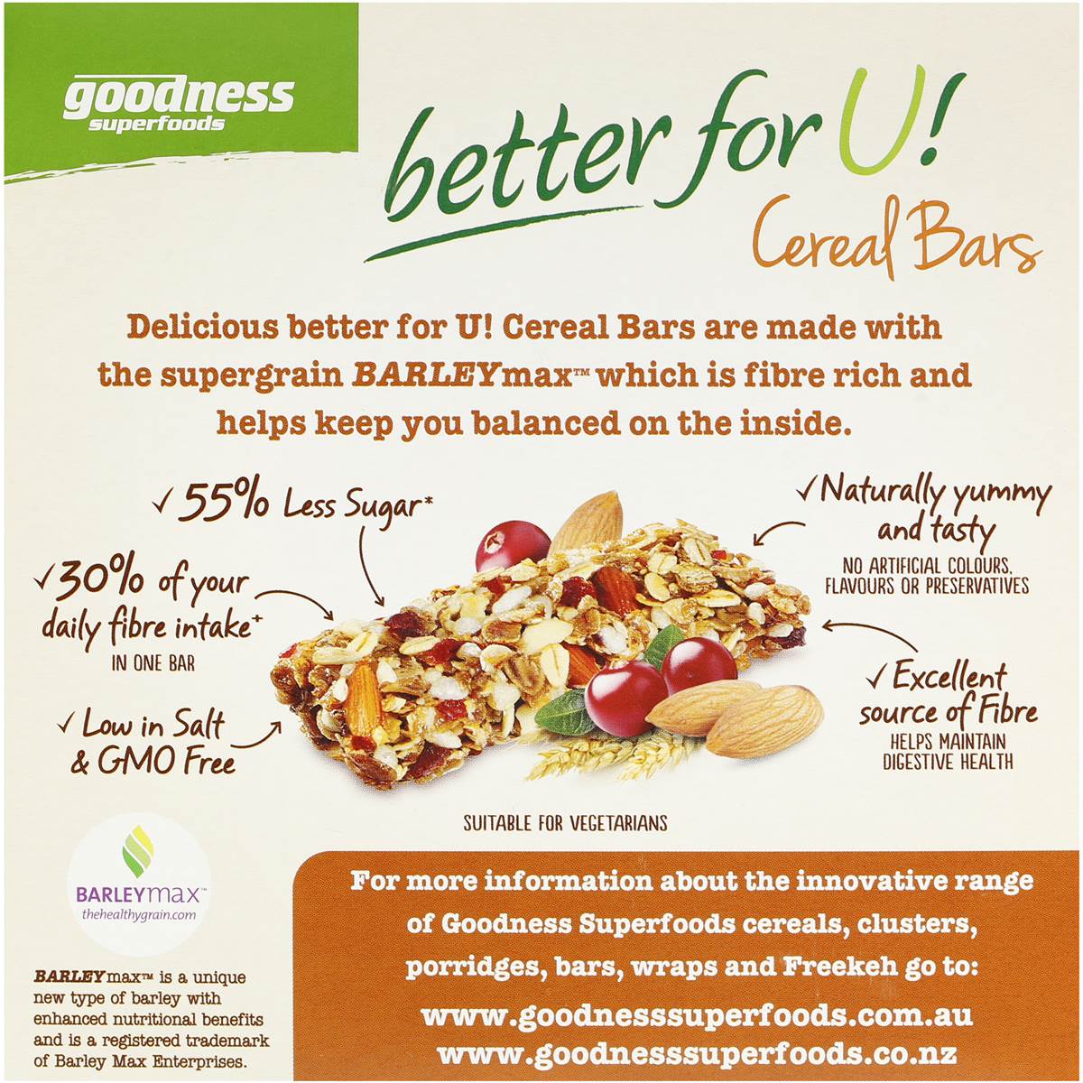 Goodness Cranberry Nut Cereal Bar 210g Woolworths