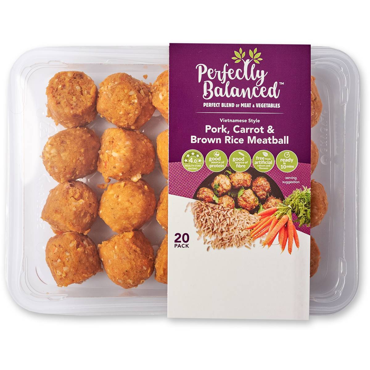Perfectly Balanced Pork, Carrot & Brown Rice Meat Balls